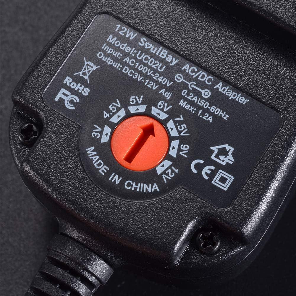 Adaptador de Corriente AC/DC SoulBay 12W 3V-12V 8 Enchufes
