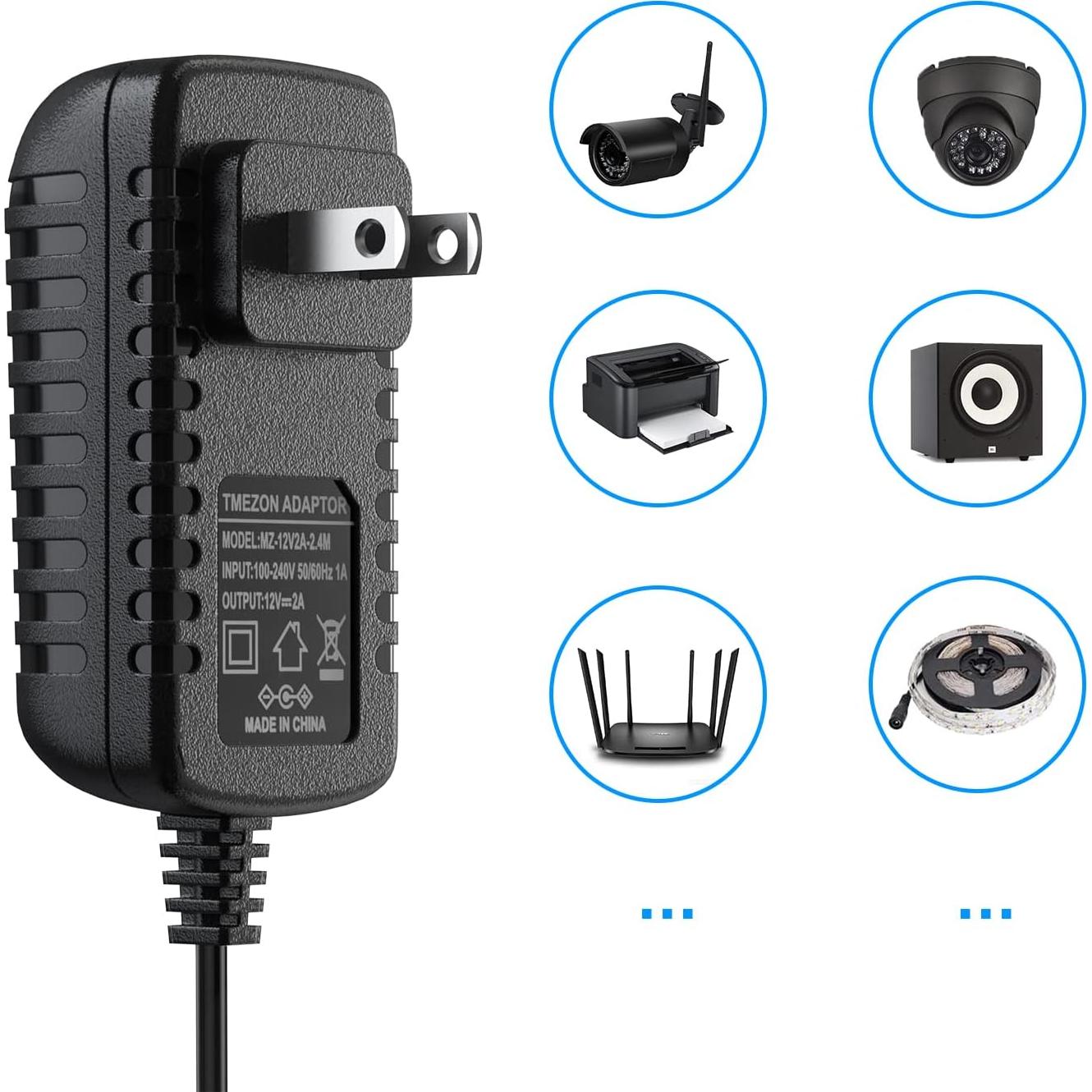 Adaptador de corriente TMEZON 12V 2A con cable 2.4m