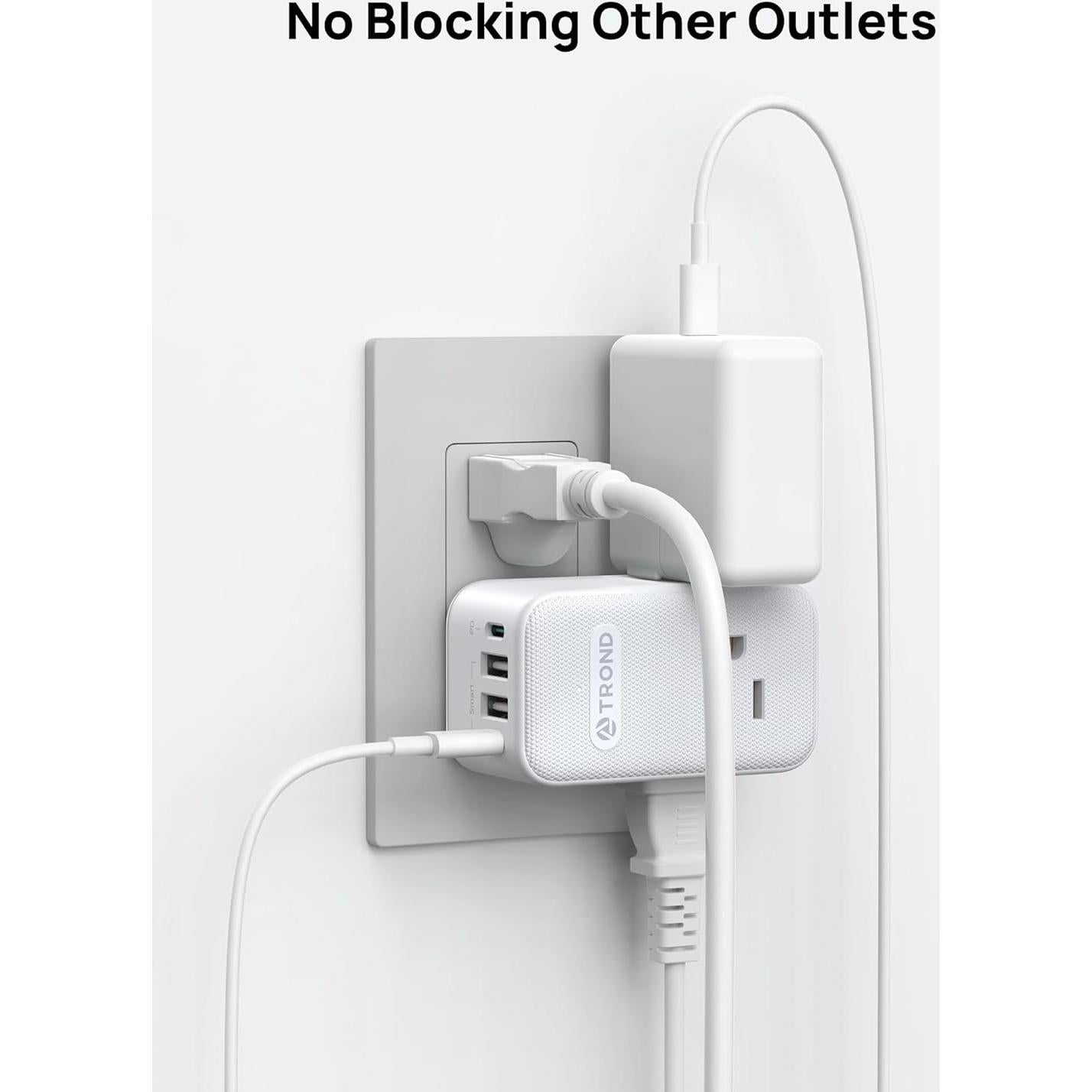 Extensor de Enchufe TROND 3 Salidas AC y 4 USB 20W Rotatorio 360°