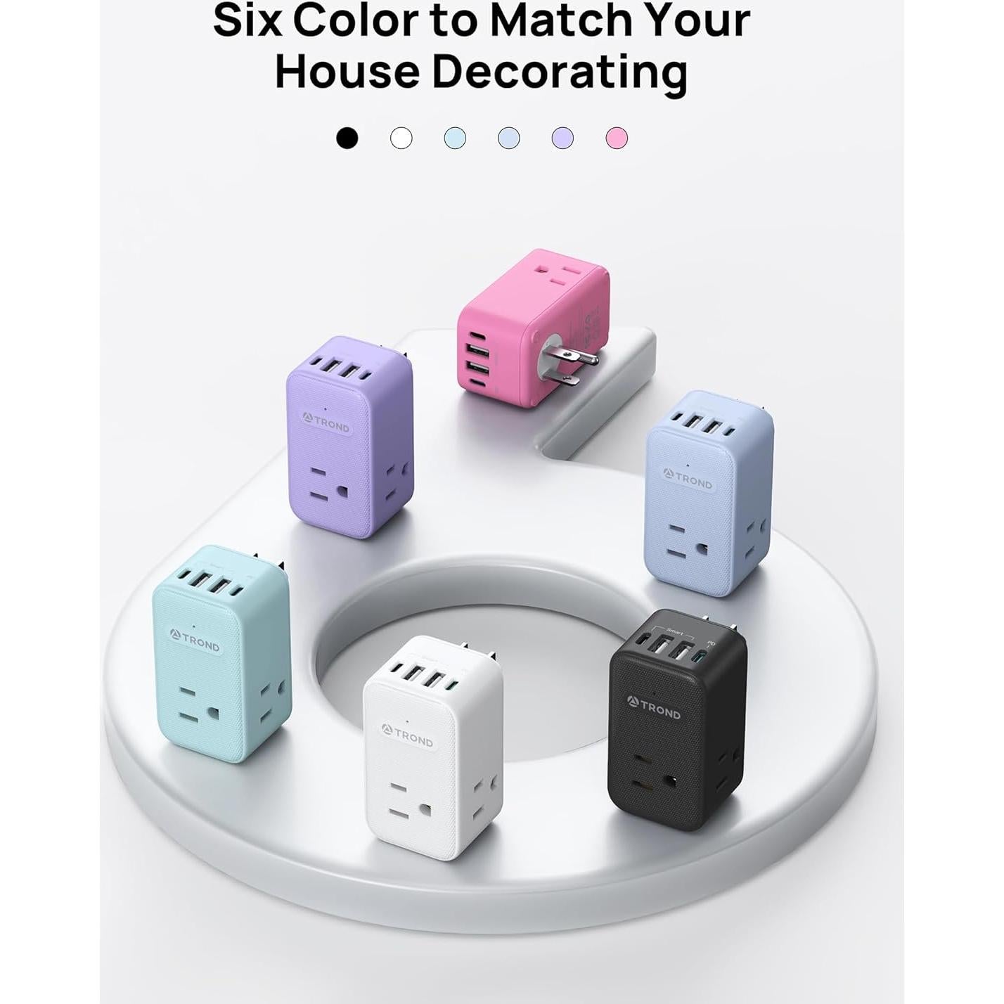 Extensor de Enchufe TROND 3 Salidas AC y 4 USB 20W Rotatorio 360°