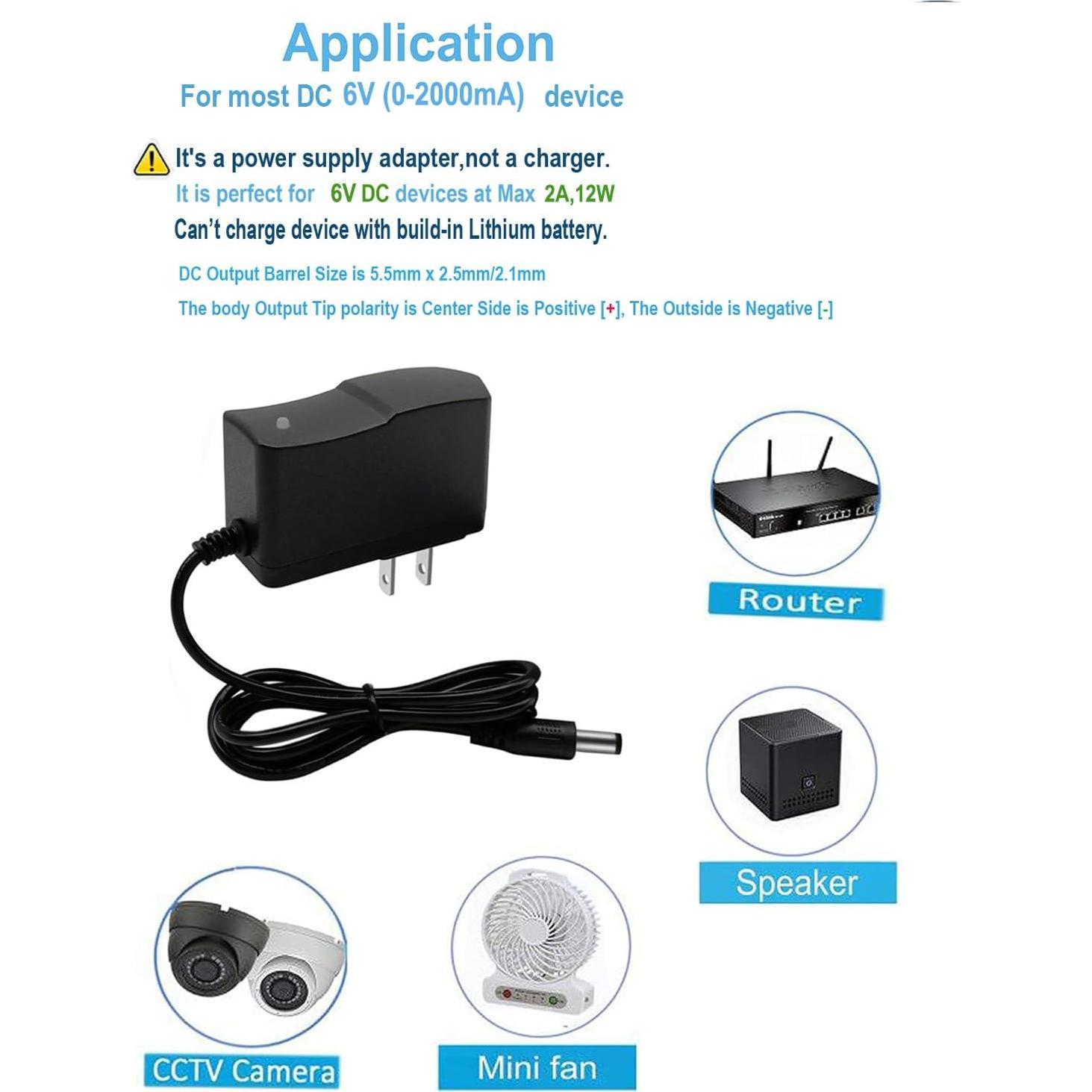 Adaptador de Alimentación 6V 2A DC 100-240V AC - 1m Cable