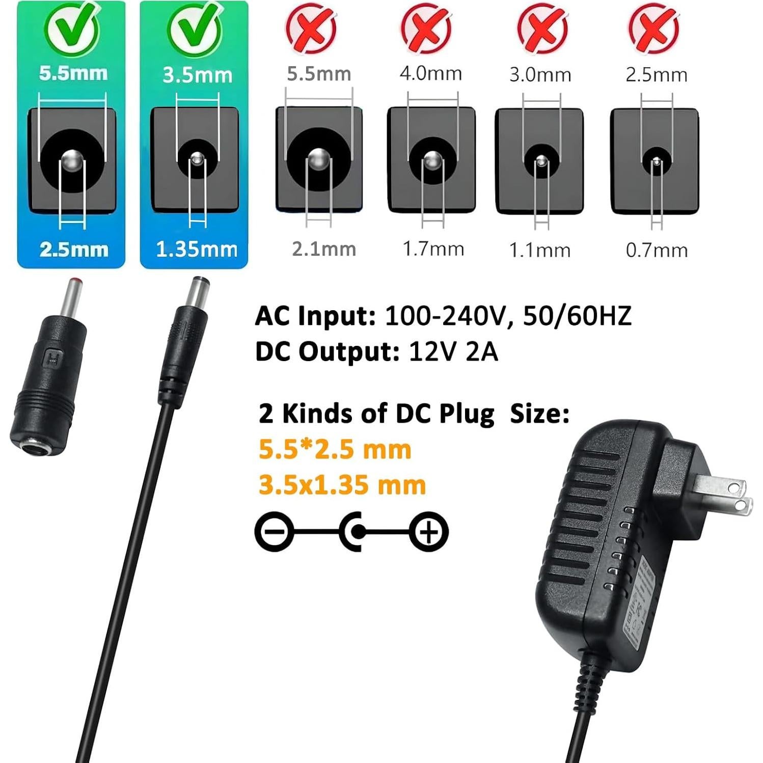 Adaptador de corriente 12V 2A DCHAV CA a CC 1.2m