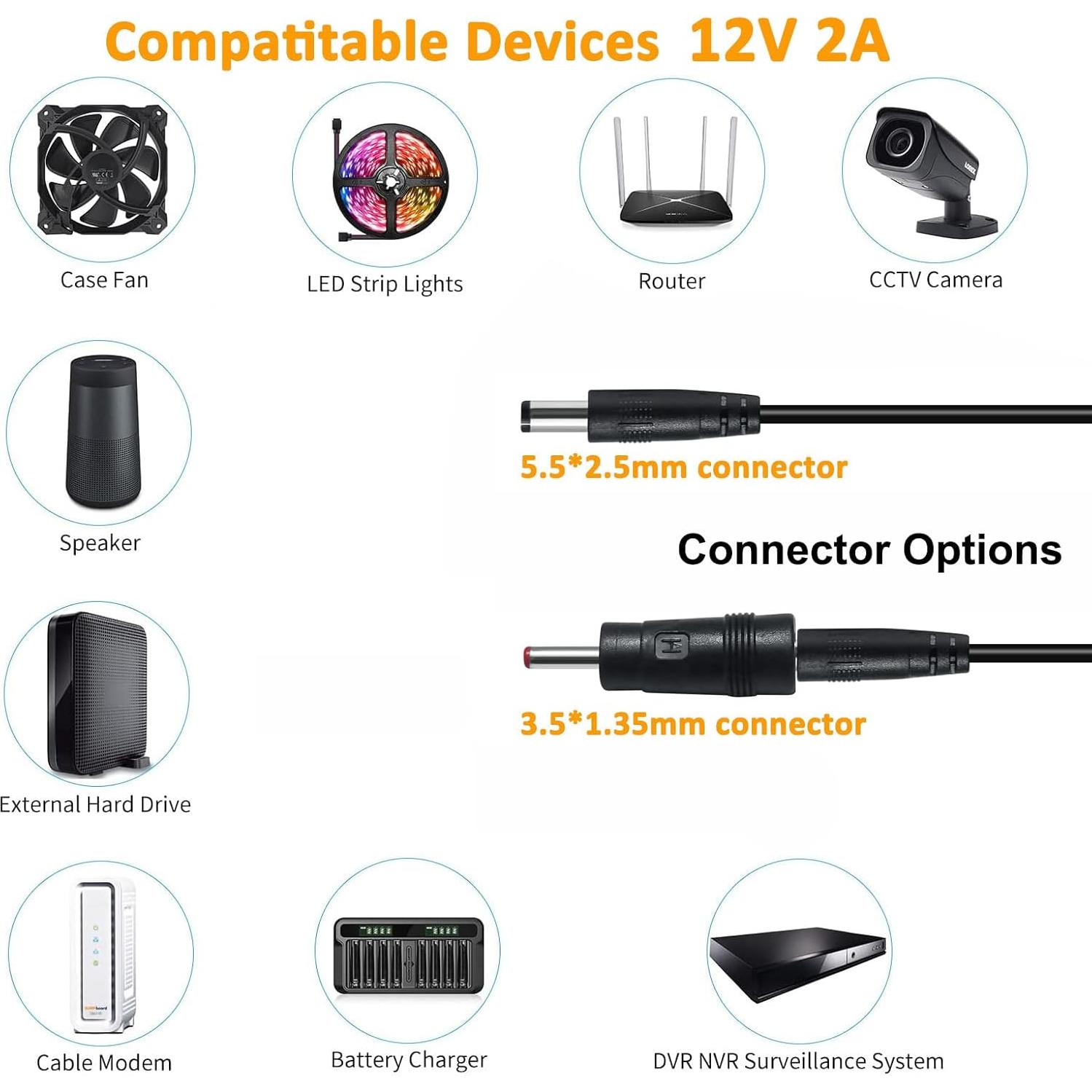 Adaptador de corriente 12V 2A DCHAV CA a CC 1.2m