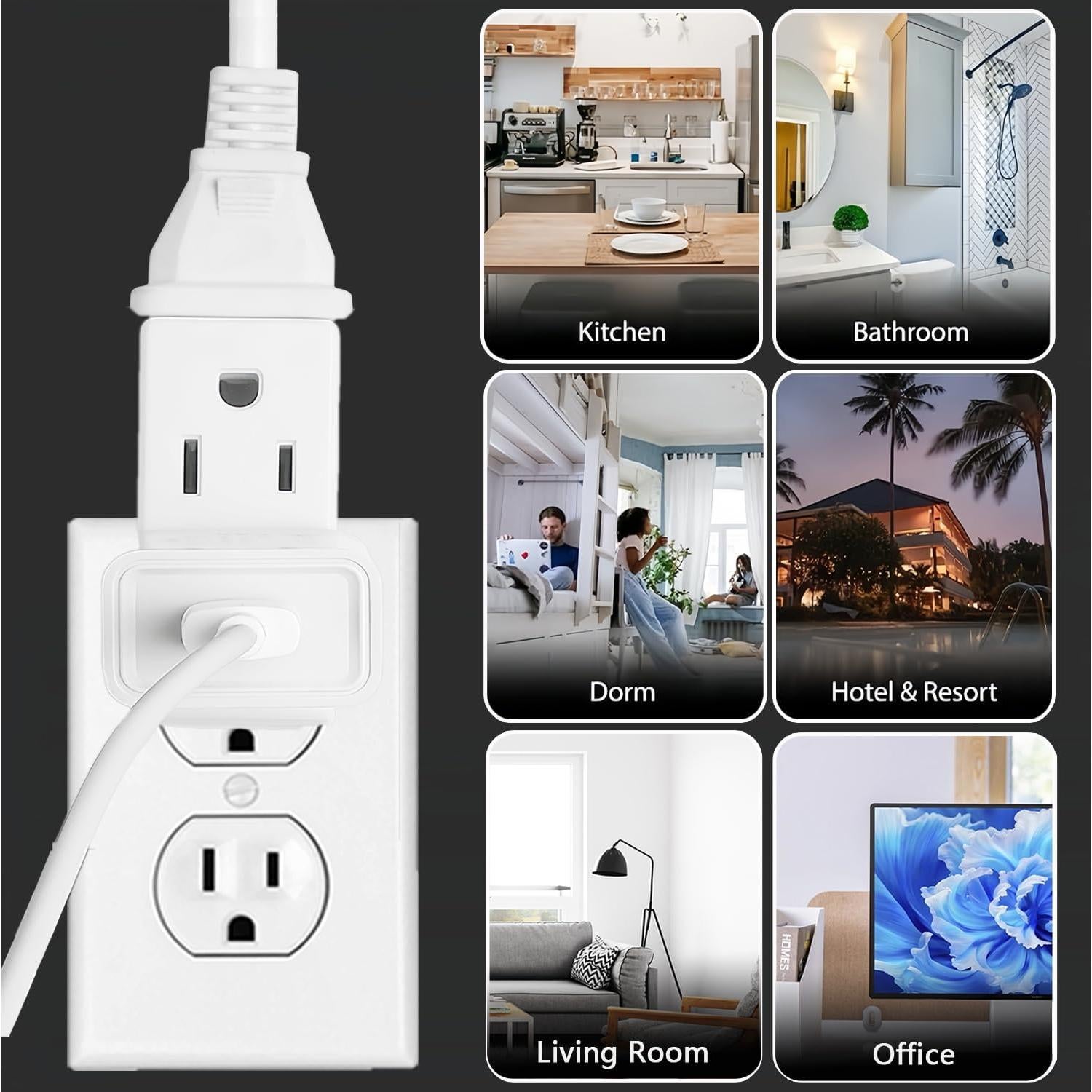 Extensor de Enchufe Múltiple ZwwYvv Mini Plug 3 Tomas 110-250VAC