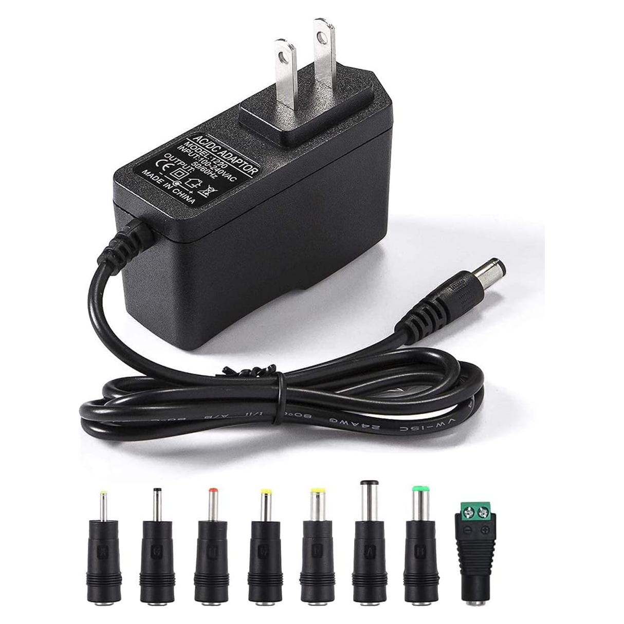 Adaptador de Corriente 12V 2A con 8 Conectores Intercambiables