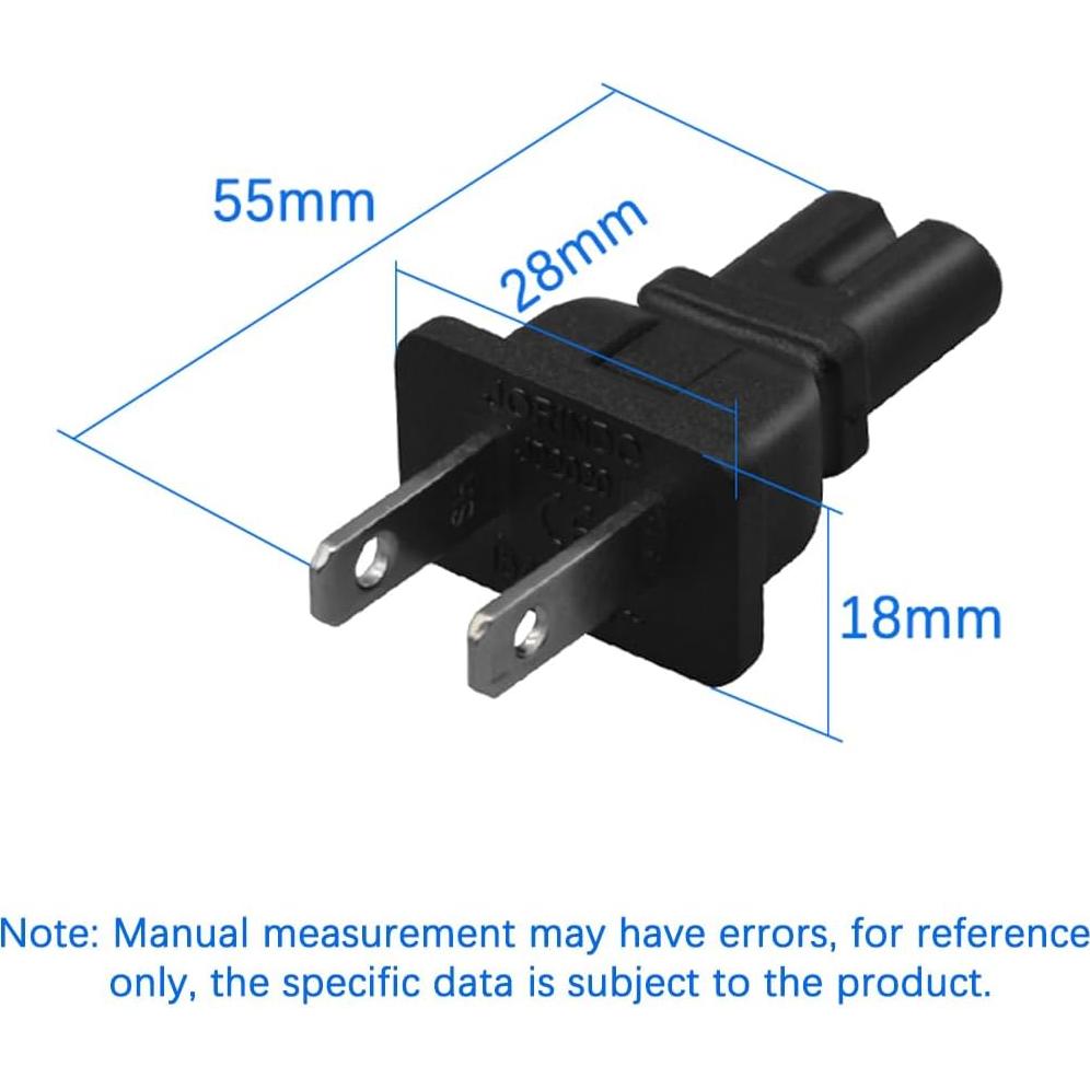 Adaptador de corriente AC 2Pack NEMA 1-15P a C7 15A 250V