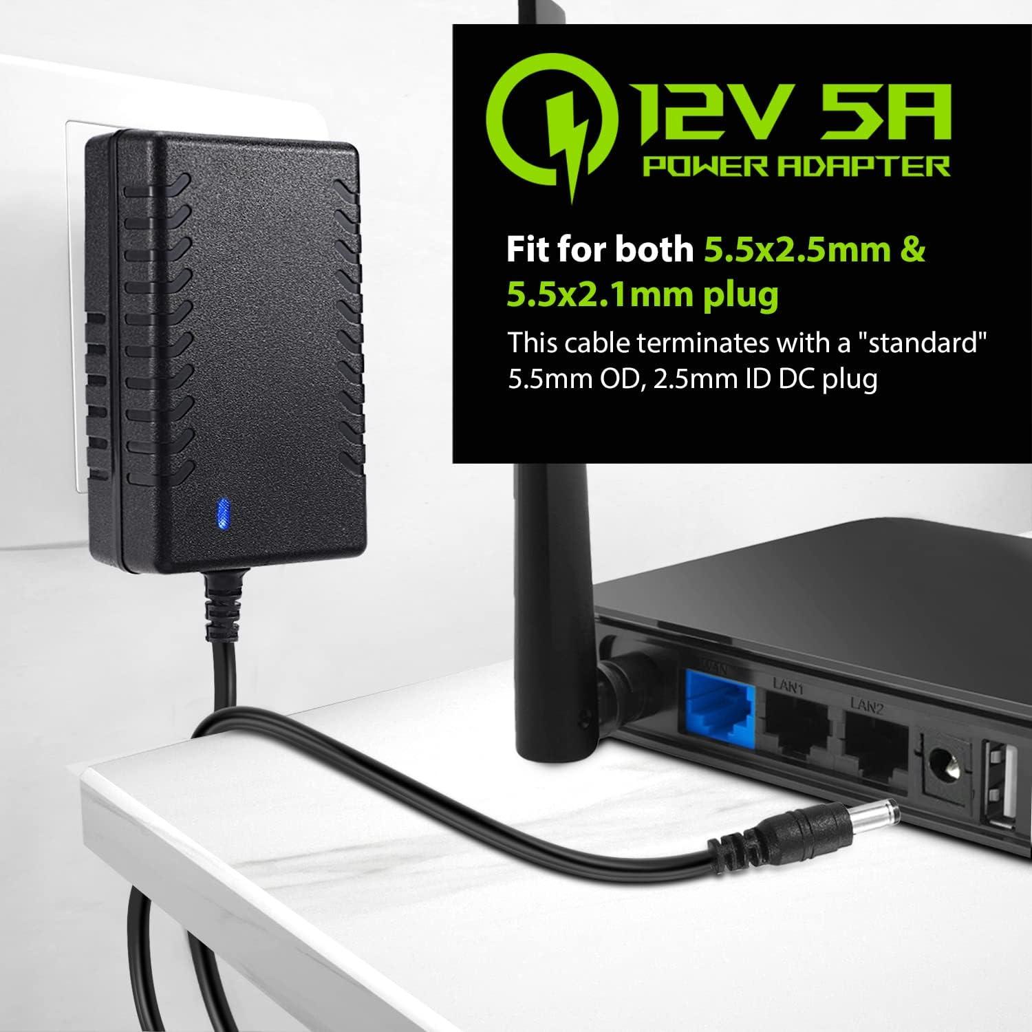 Adaptador de corriente Facmogu 12V 5A con cable 1.5m