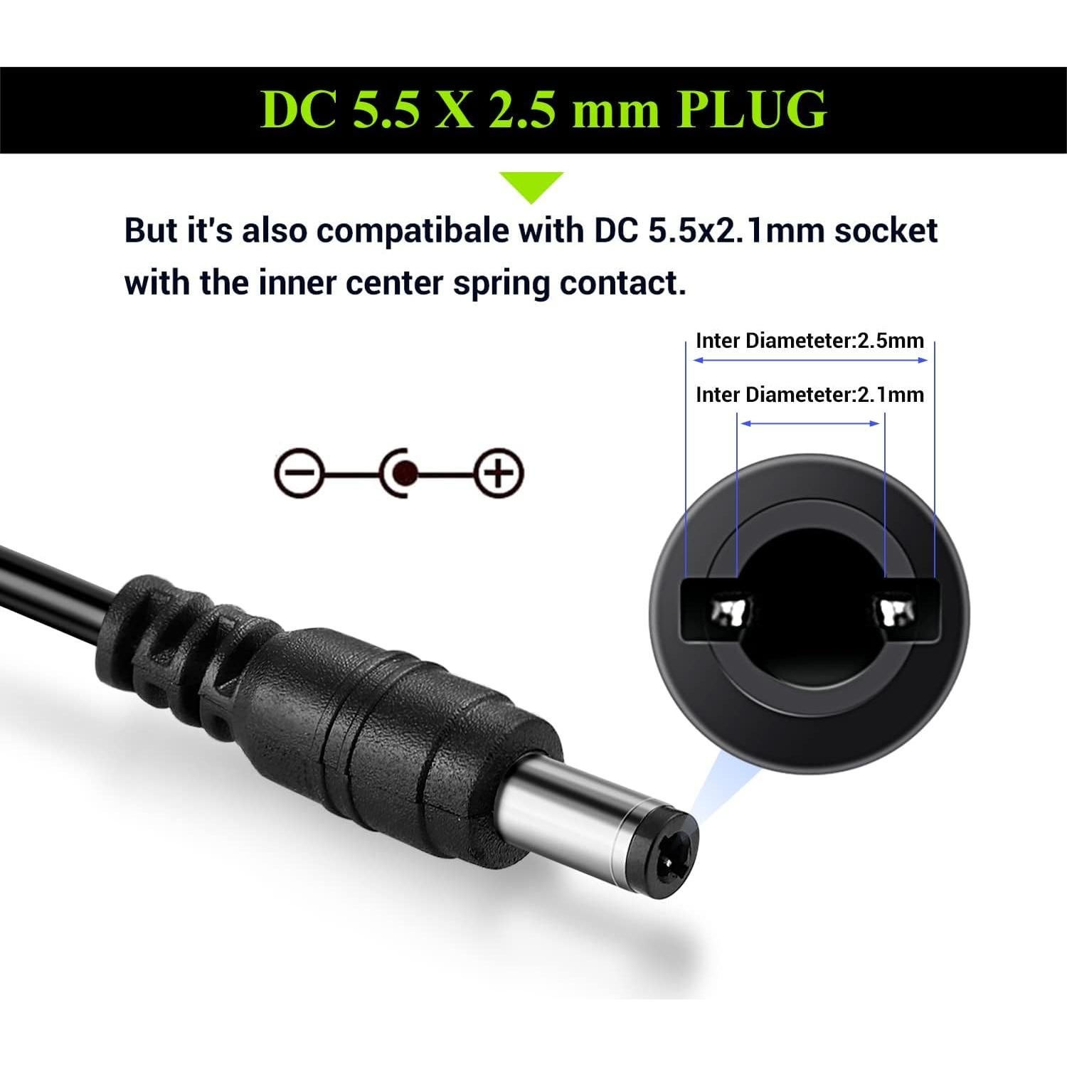 Adaptador de corriente Facmogu 12V 5A con cable 1.5m