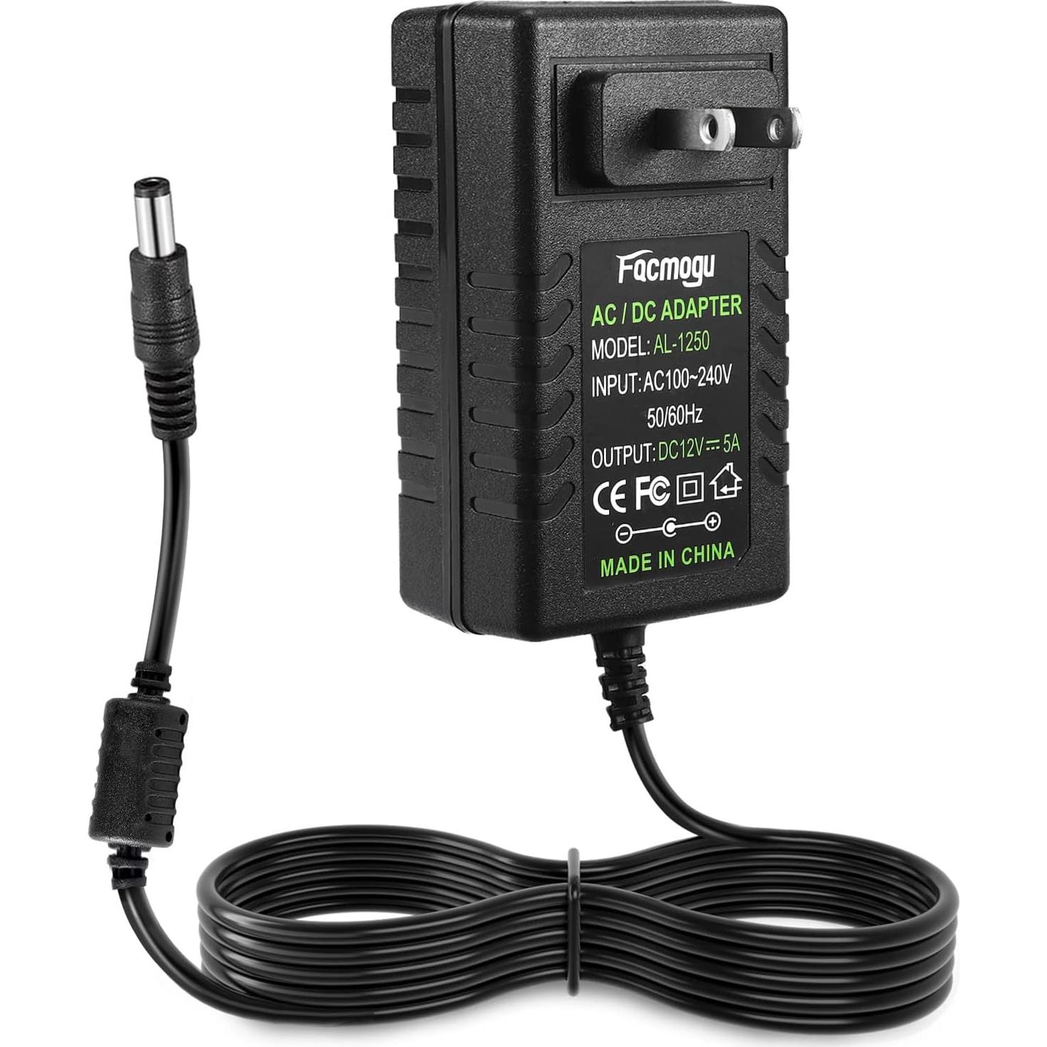Adaptador de corriente Facmogu 12V 5A con cable 1.5m