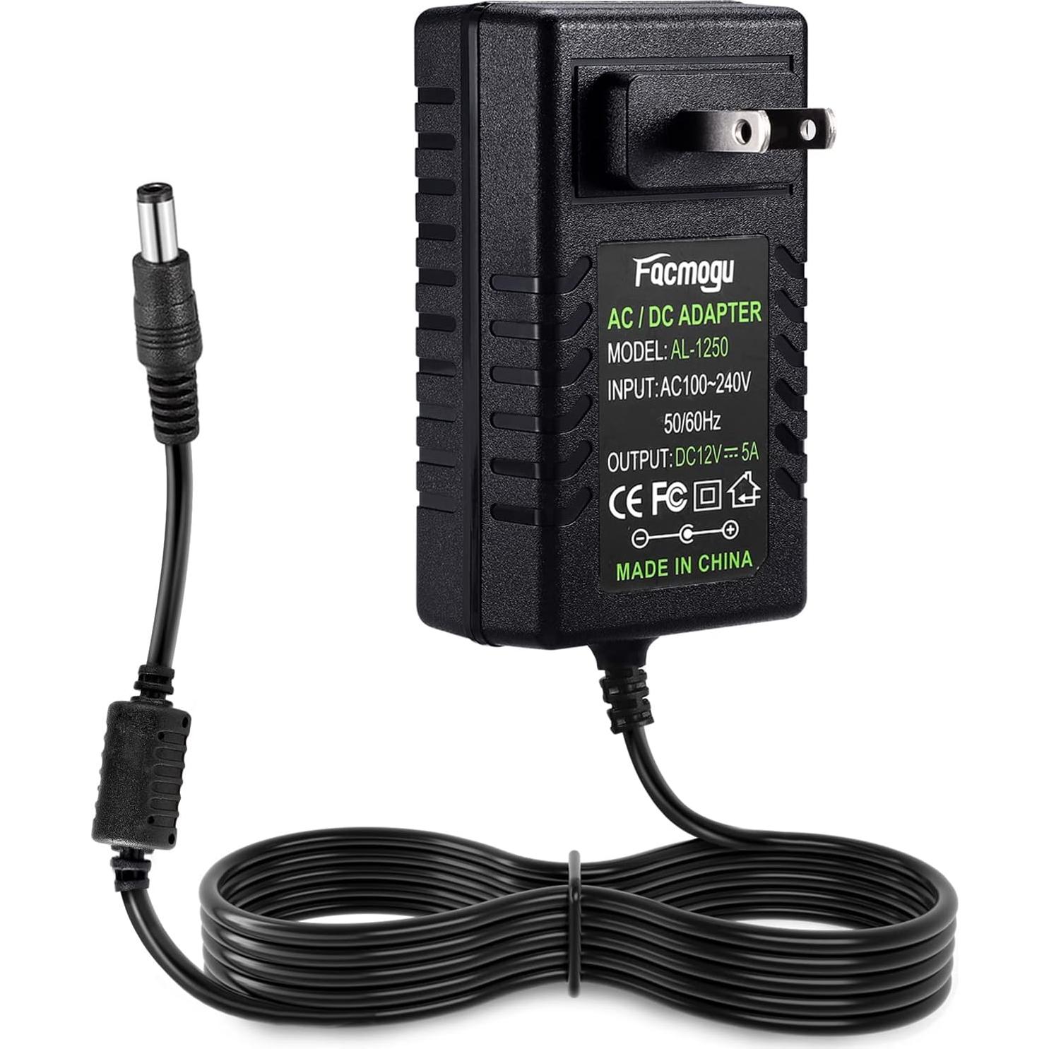 Adaptador de corriente Facmogu 12V 5A con cable 1.5m