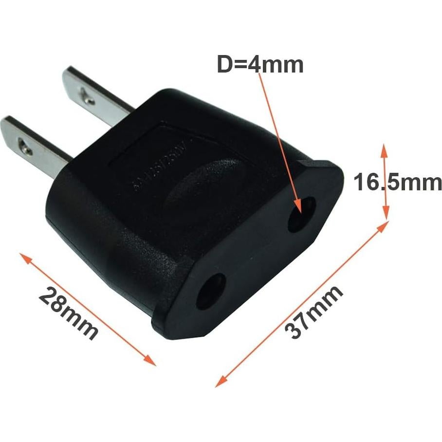 Adaptador de Enchufe Europa a EE. UU. FILSHU 2PCS Negro