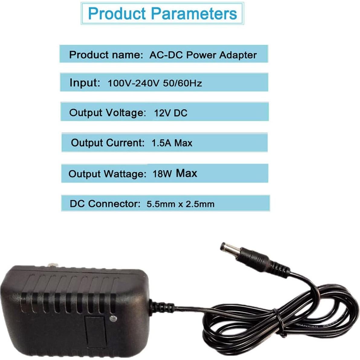 Adaptador de Alimentación 12V 1.5A MTYTOT - 18W