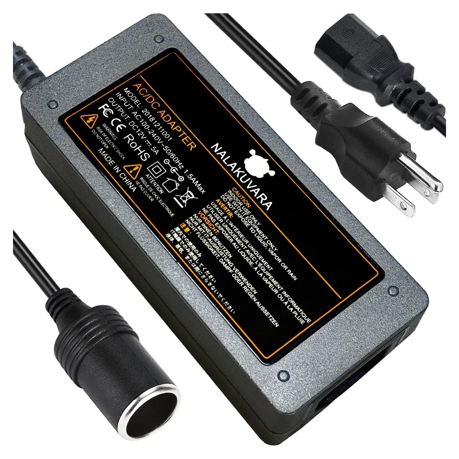 Convertidor AC a DC 12V 5A 60W NALAKUVARA para Automóvil