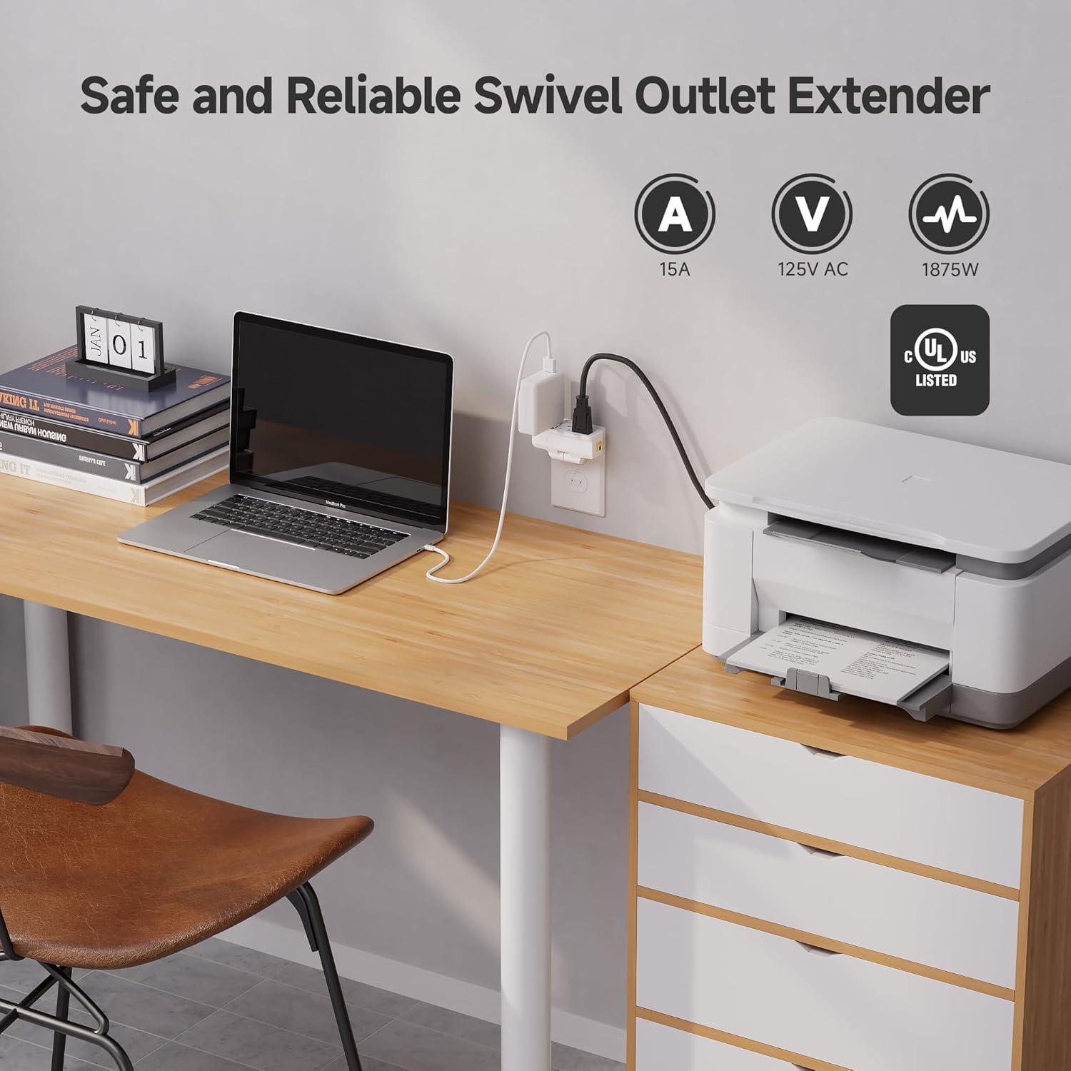 Adaptador de Pared Giratorio 3 Salidas Cable Matters Blanco