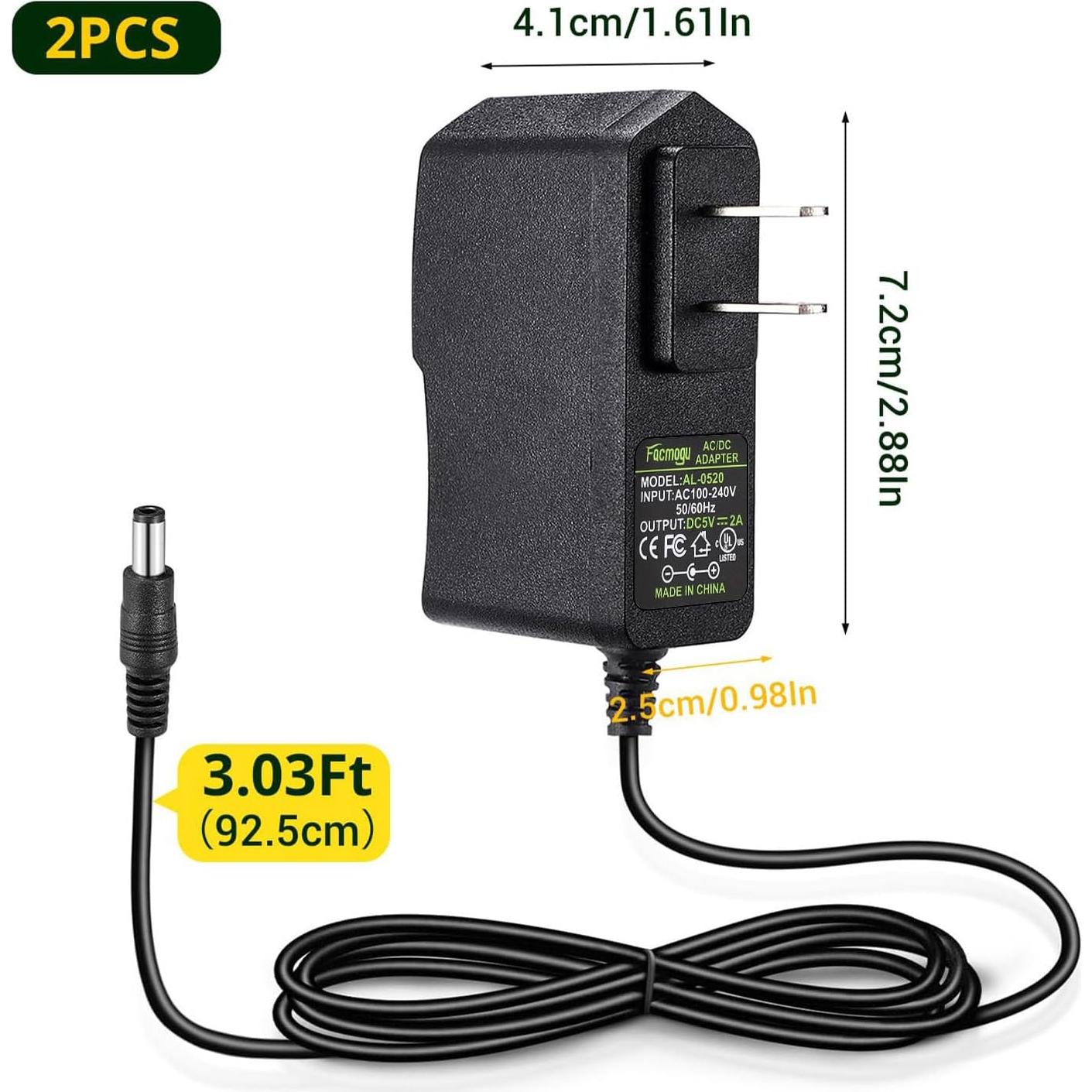Adaptador de Corriente DC 5V 2A Facmogu - 2 Paquete