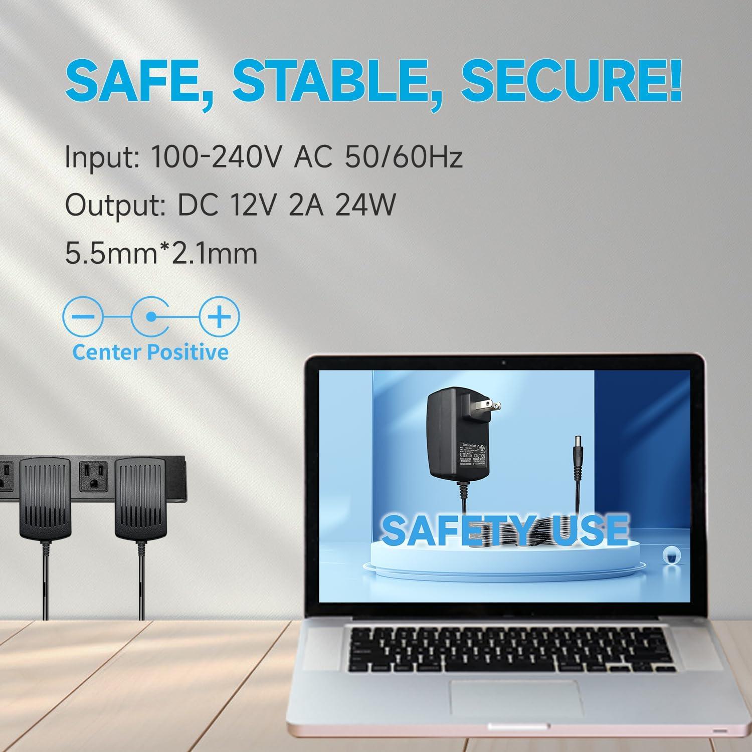 Adaptador de Alimentación 12V 2A ANLINK 3m para LED y CCTV