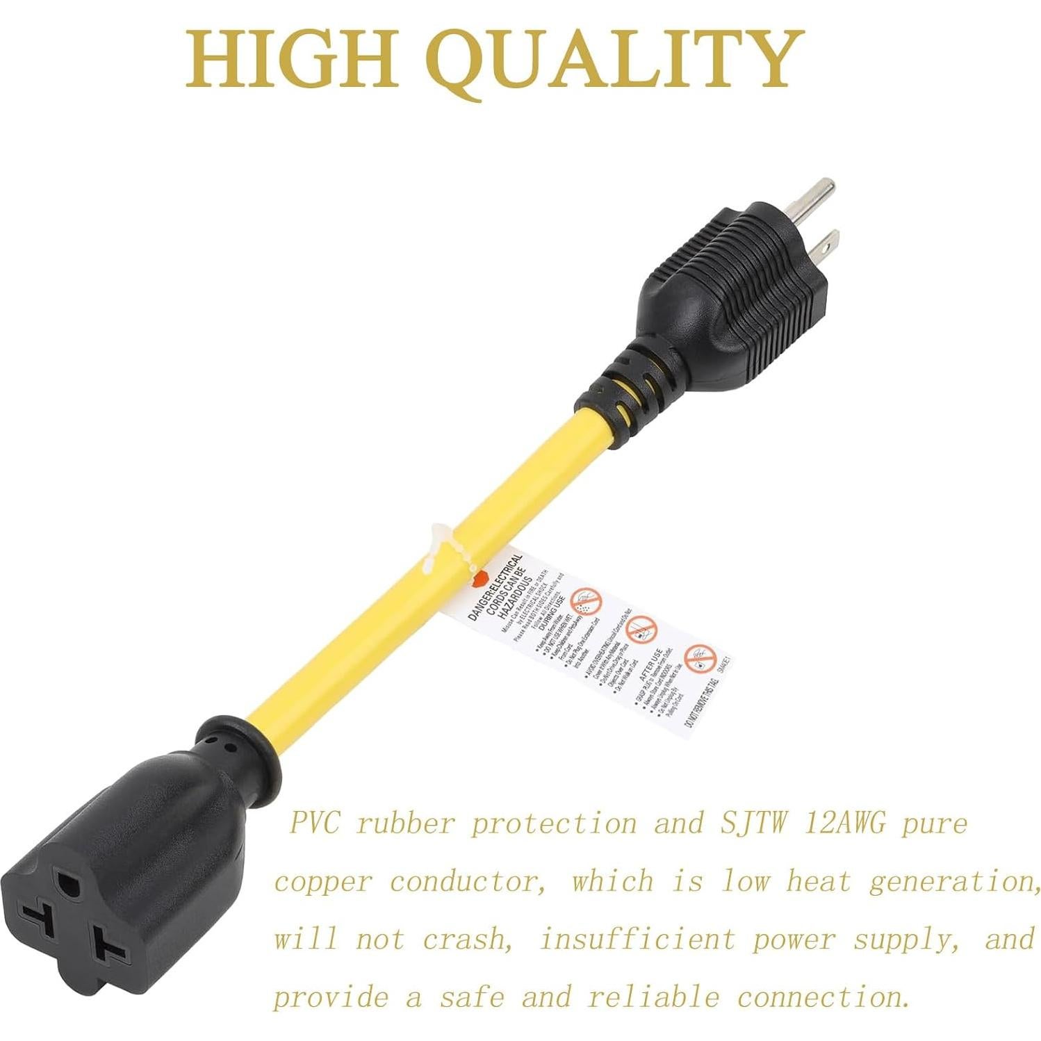 Cable adaptador AC 12AWG 15A a 20A 1 pie Hurricane