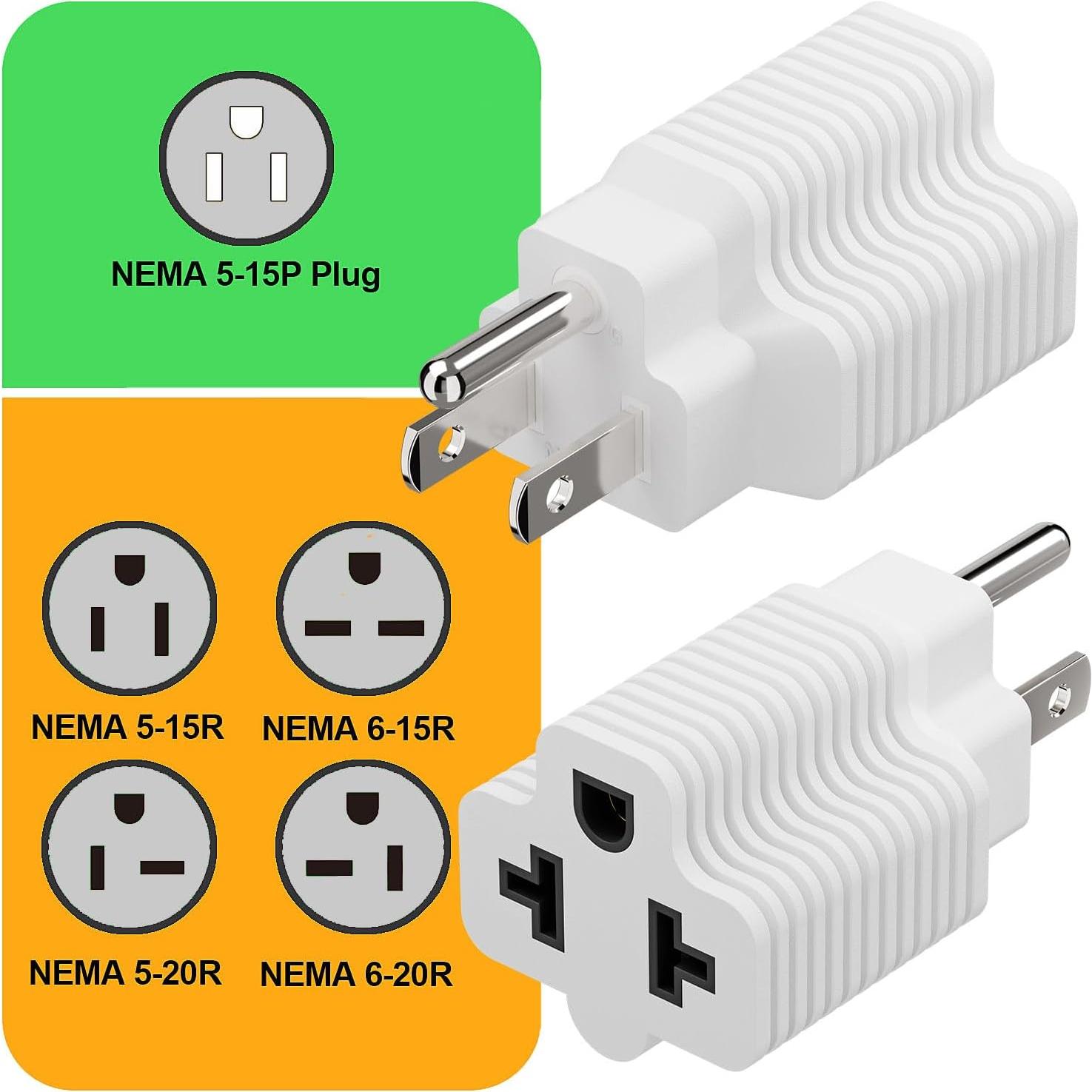 Adaptador de Enchufe CA 15A a 20A PluGrand 4 en 1 Blanco