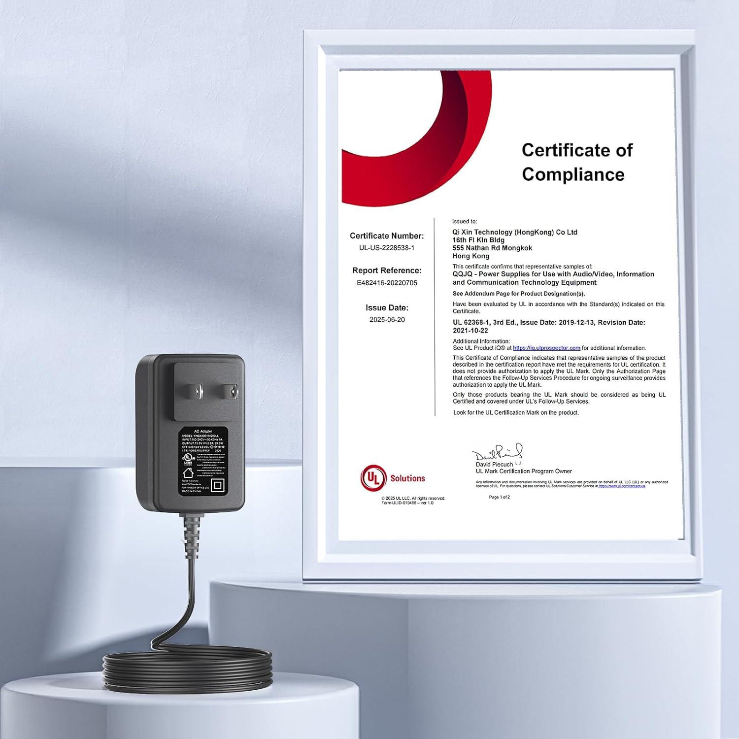 Fuente de Alimentación DONYOIE 15V 2A 30W Regulada con 10 Conectores