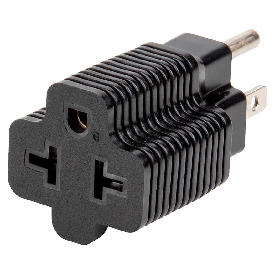 Adaptador de Enchufe CA 15A a 20A EVmore Negro 4 en 1