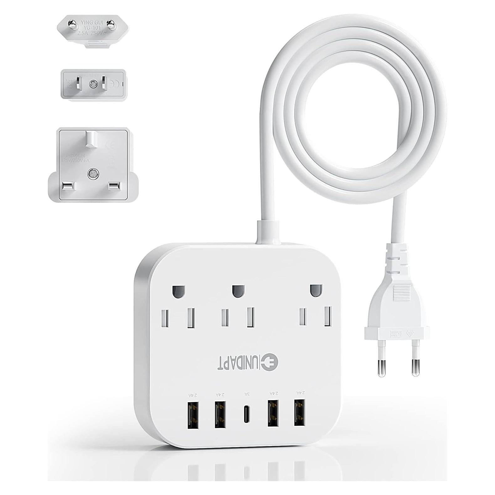 Adaptador de Enchufe Universal Unidapt WSS-603 con 5 USB y 3 AC
