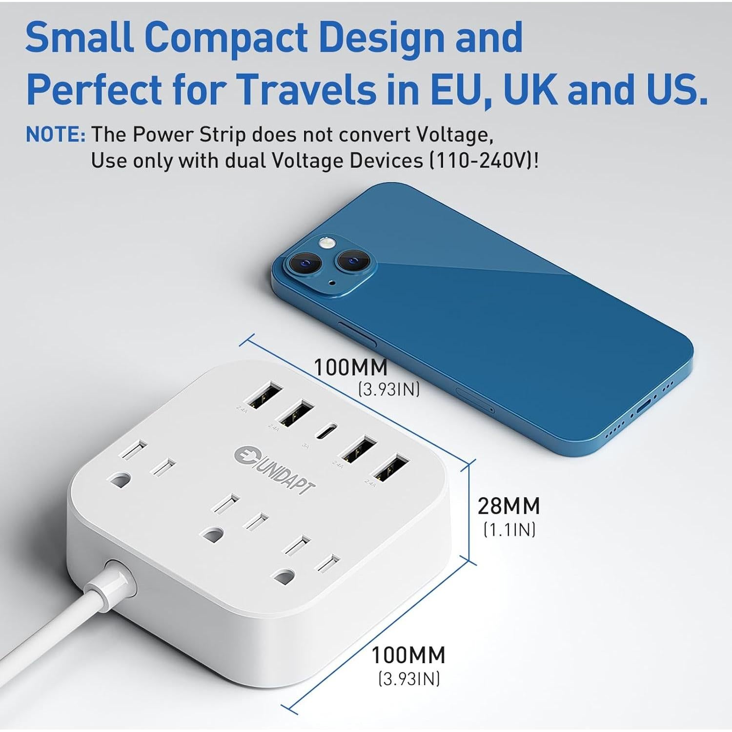 Adaptador de Enchufe Universal Unidapt WSS-603 con 5 USB y 3 AC