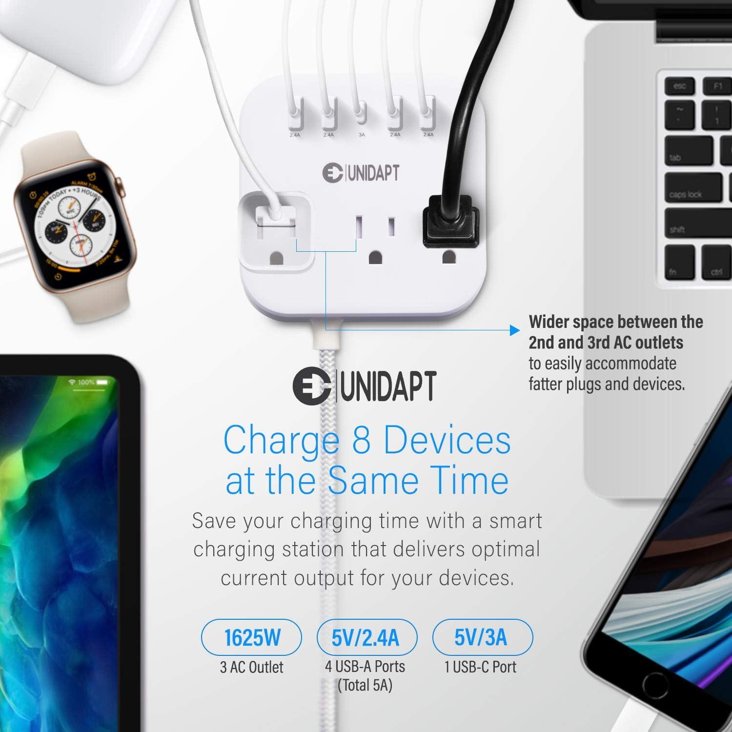 Adaptador de Enchufe Universal Unidapt WSS-603 con 5 USB y 3 AC