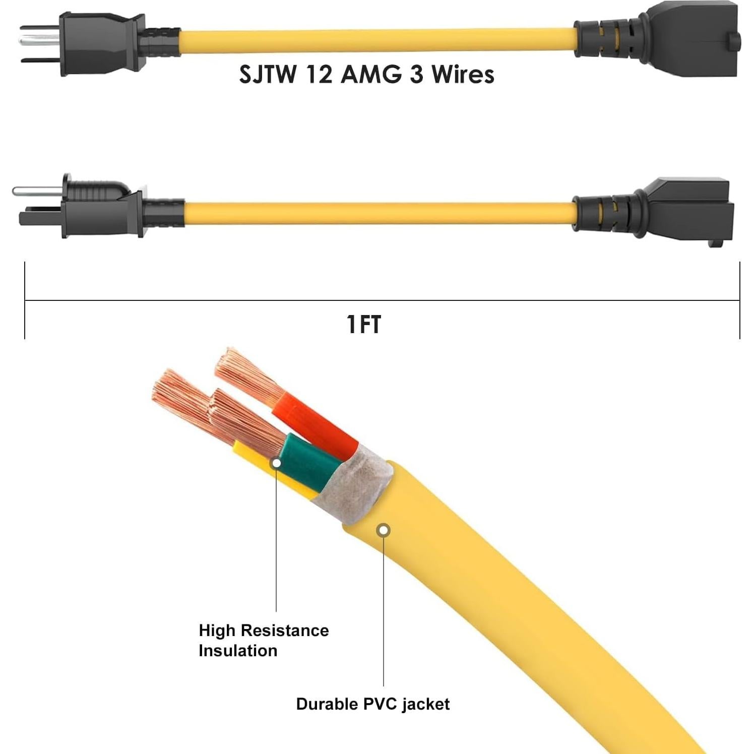 Adaptador de Enchufe 4 en 1 M1A2 Nema 5-15P a 6-20R 15A 250V