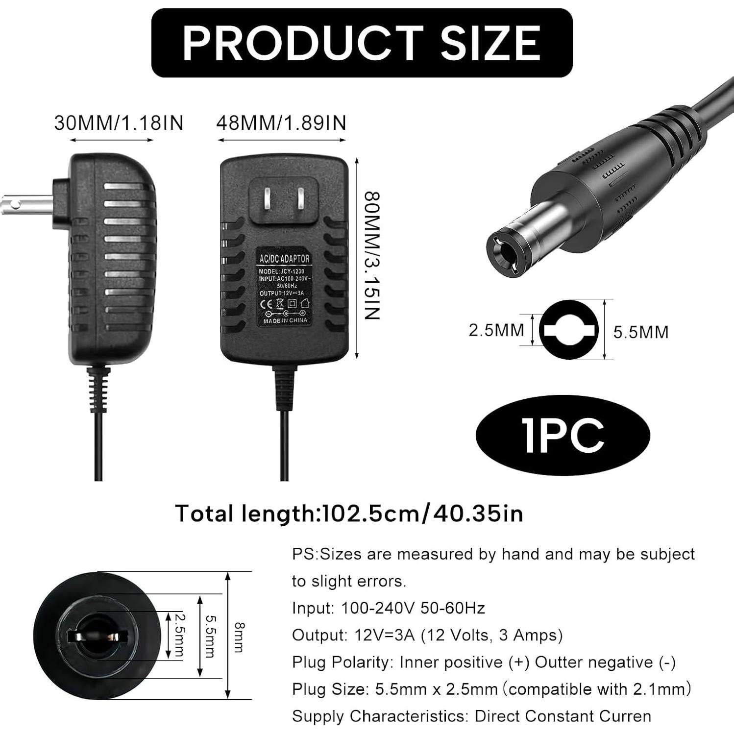 Adaptador de Alimentación 12V 3A Duoxiate para Dispositivos