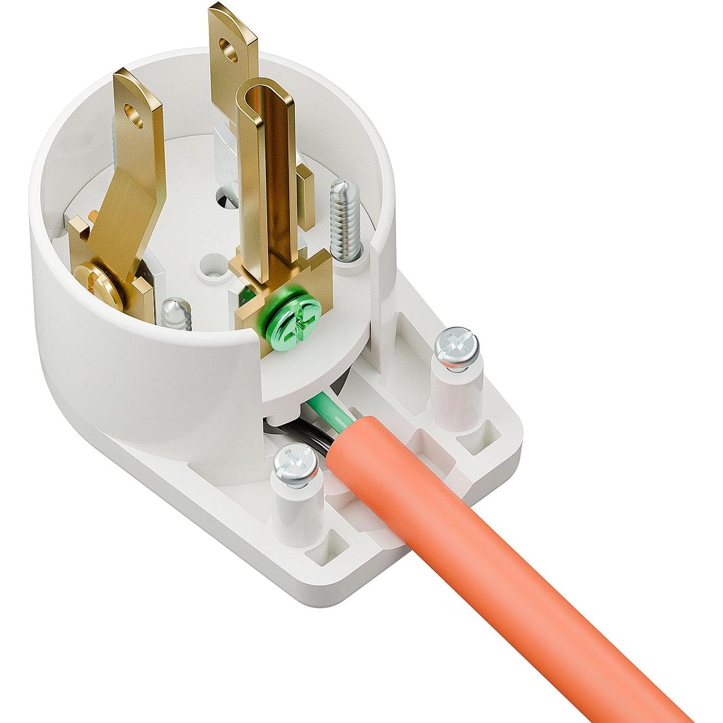 Enchufe de ángulo recto PluGrand Nema 5-15P 15A 125V Blanco