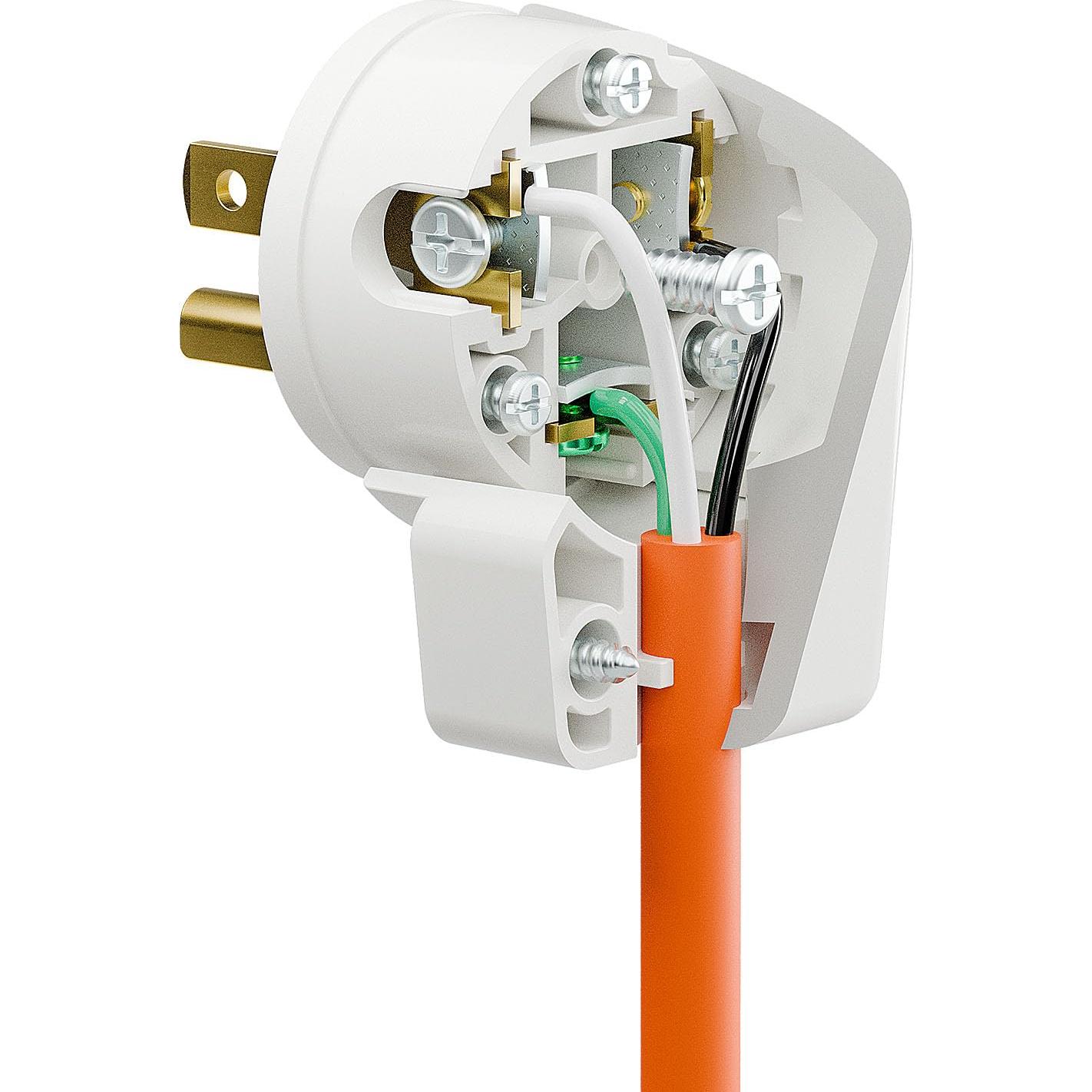 Enchufe de ángulo recto PluGrand Nema 5-15P 15A 125V Blanco