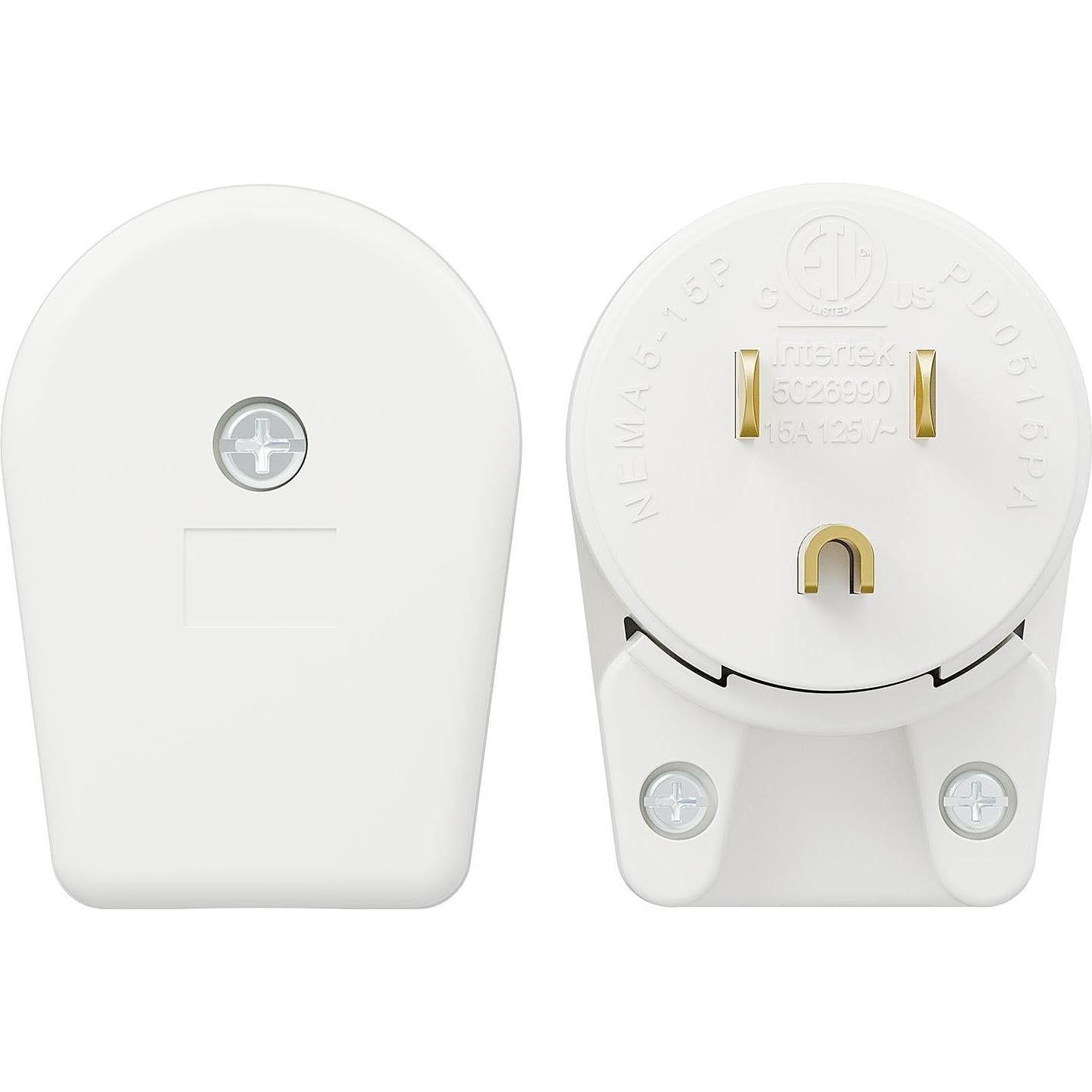 Enchufe de ángulo recto PluGrand Nema 5-15P 15A 125V Blanco