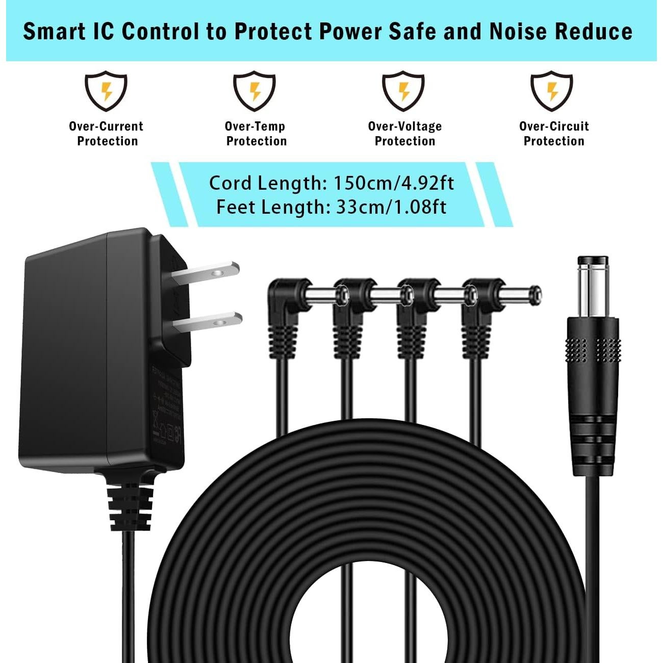 Fuente de Alimentación 9V JOYO para Pedales de Guitarra 800mA
