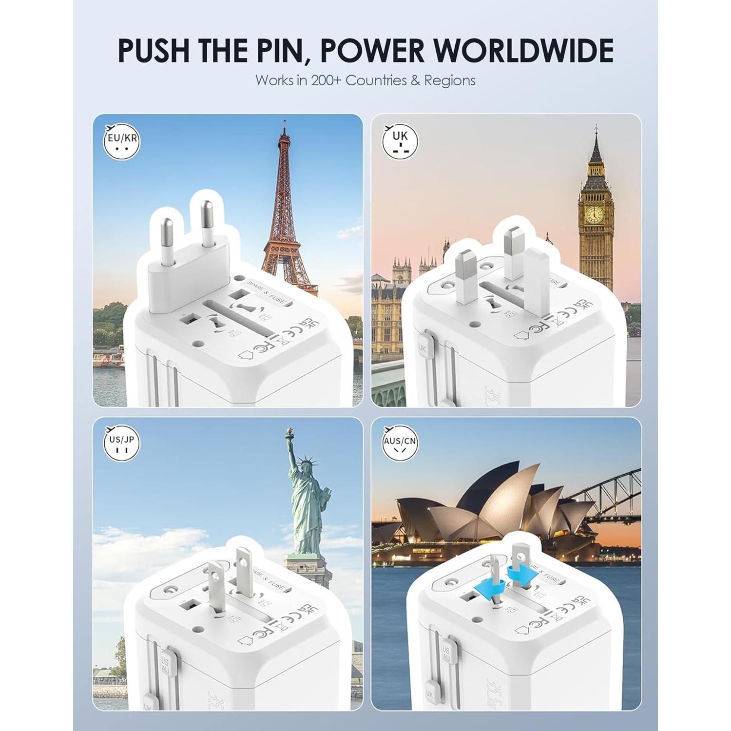 Adaptador de Viaje Universal EPICKA TA-205 35W 6 Puertos Blanco