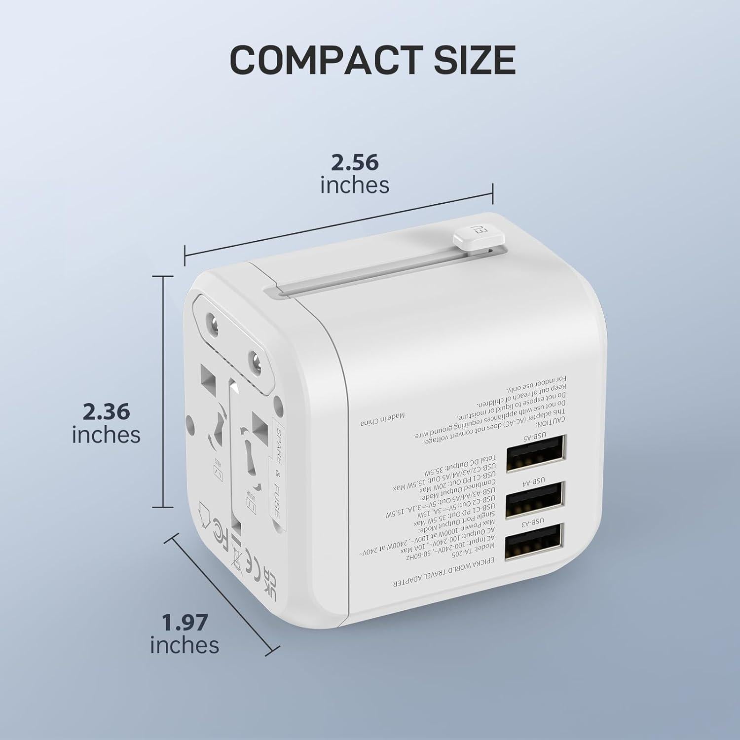Adaptador de Viaje Universal EPICKA TA-205 35W 6 Puertos Blanco