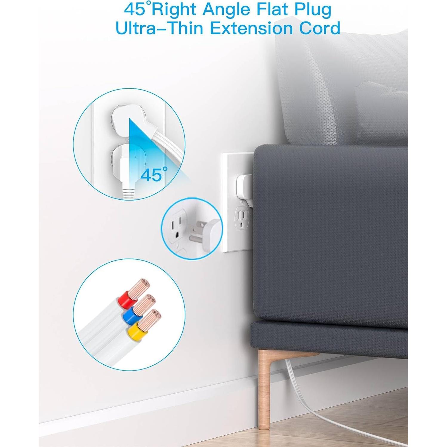 Regleta de Enchufes HANYCONY 1.5m 6 Salidas 3 USB C Blanca