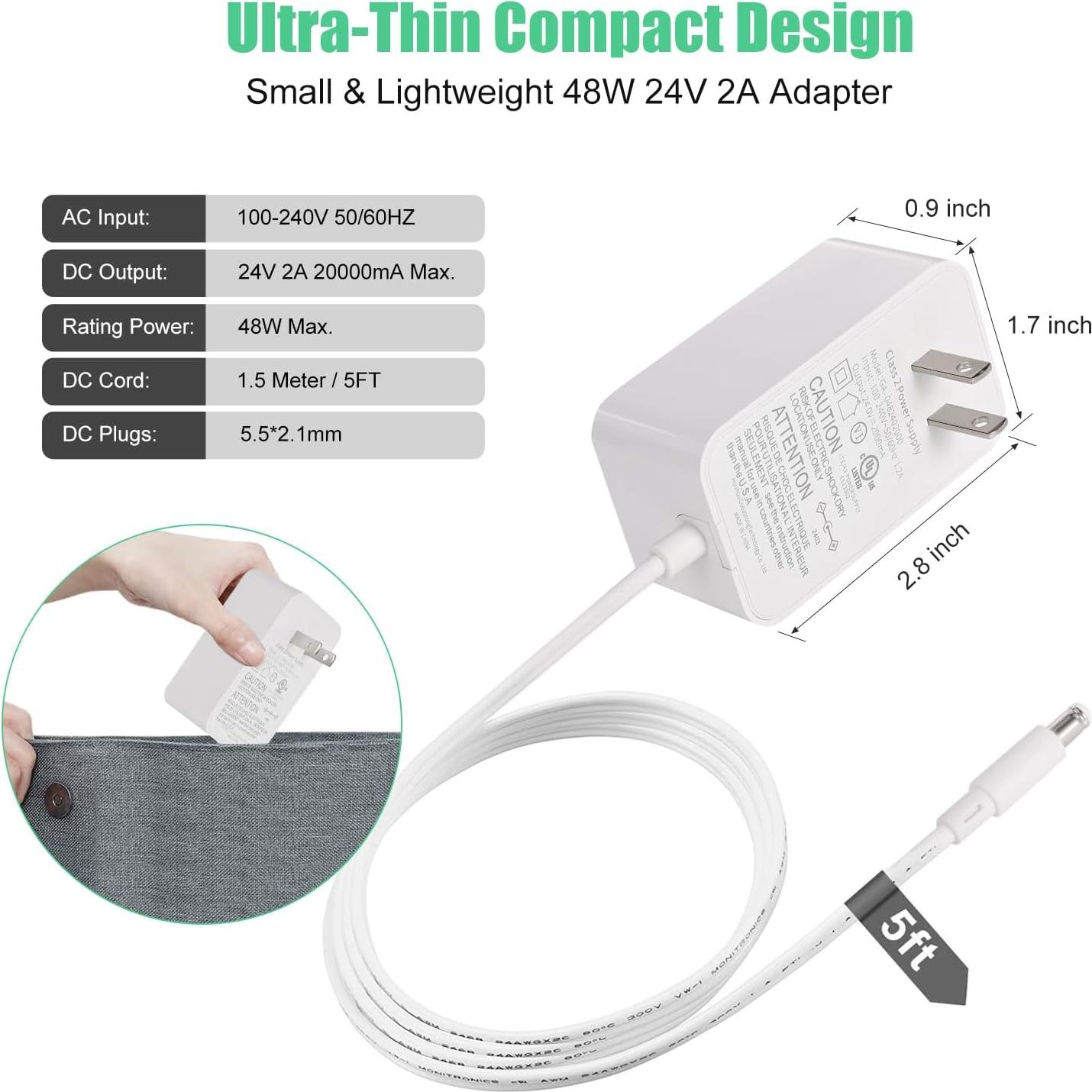 Adaptador de Alimentación 24V 2A Wefomey UL Listado 48W