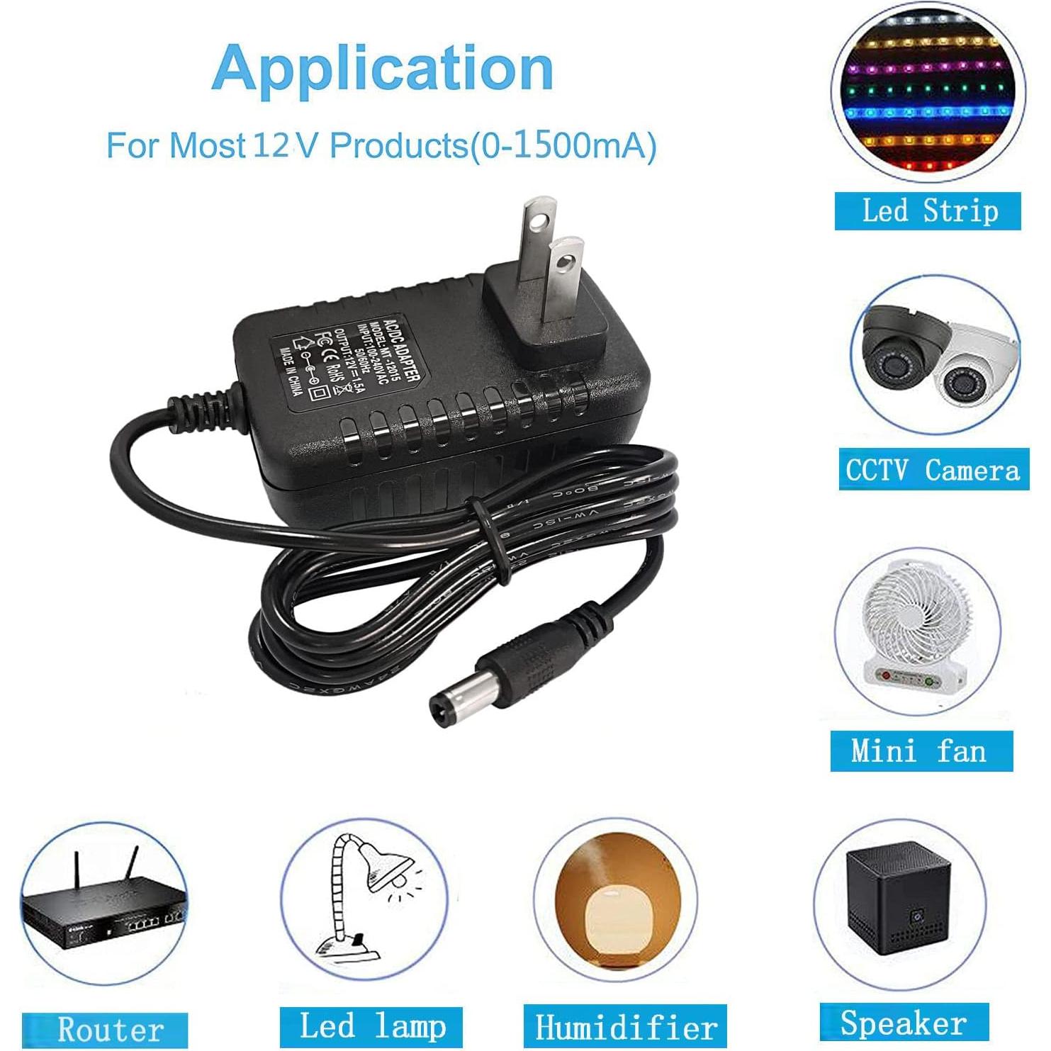 Adaptador de Alimentación DC 12V 1.5A MTYTOT con 10 Conectores