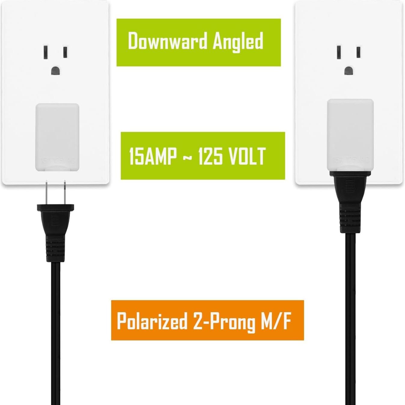 Adaptador de corriente AC PluGrand tipo L 15A 125V ángulo recto