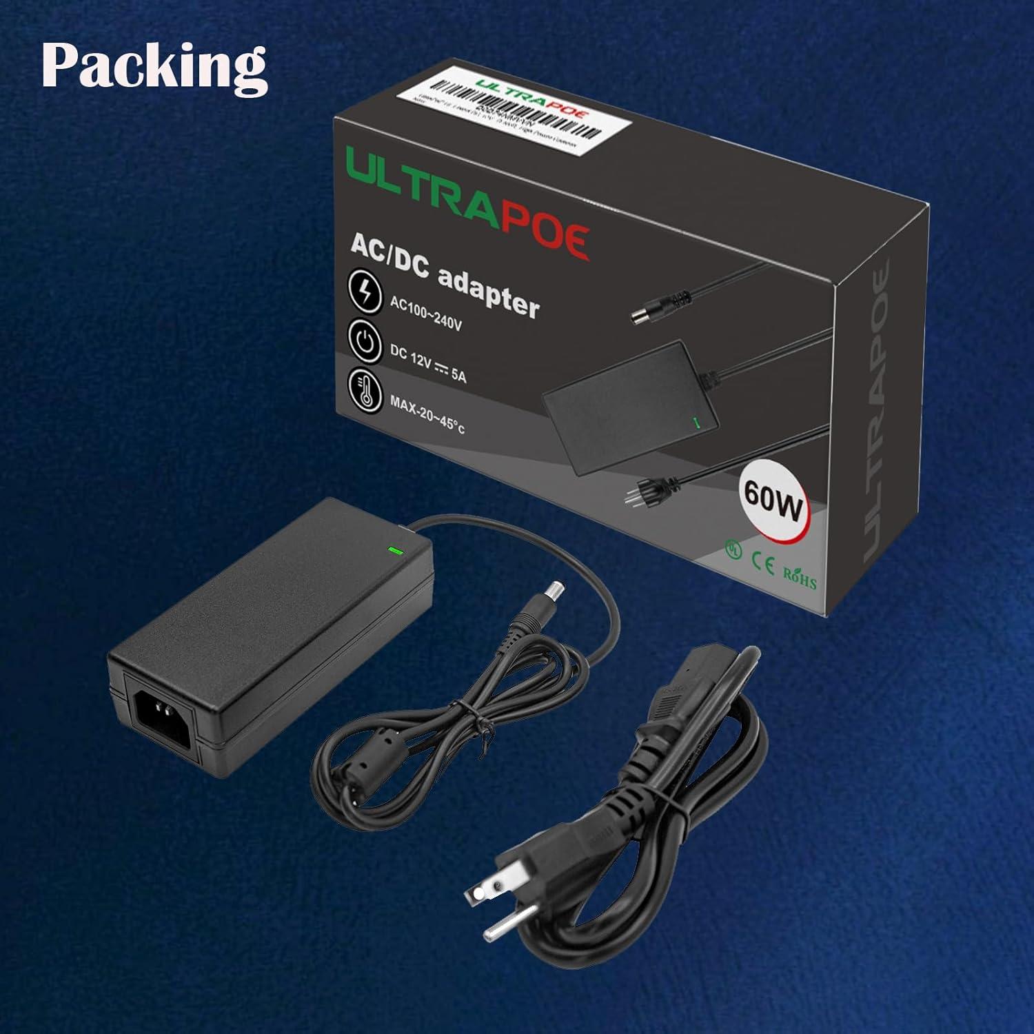 Adaptador de Alimentación AC 100-240V a DC 12V 5A 60W ULTRAPOE