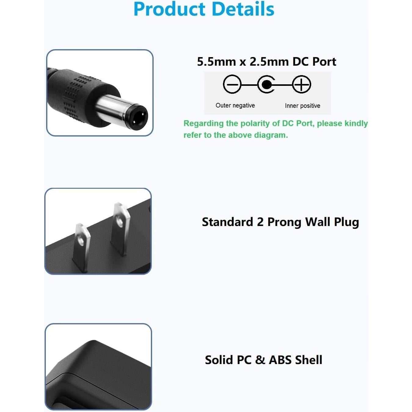 Adaptador de Corriente DC 9V 1A Changyuntech con 8 Puntas
