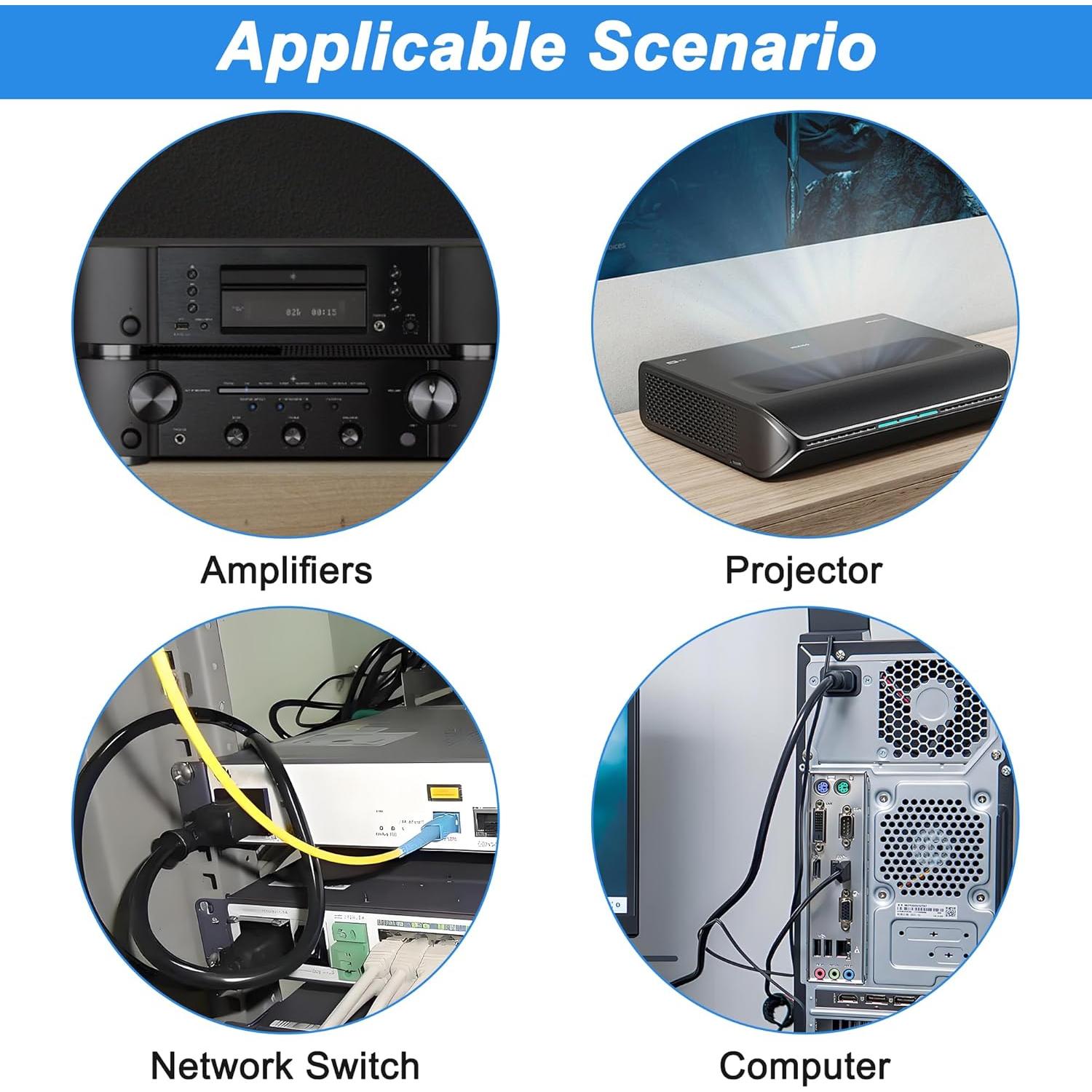 Cable de Poder MEIRIYFA C14 a Doble 1-15R 30cm Negro