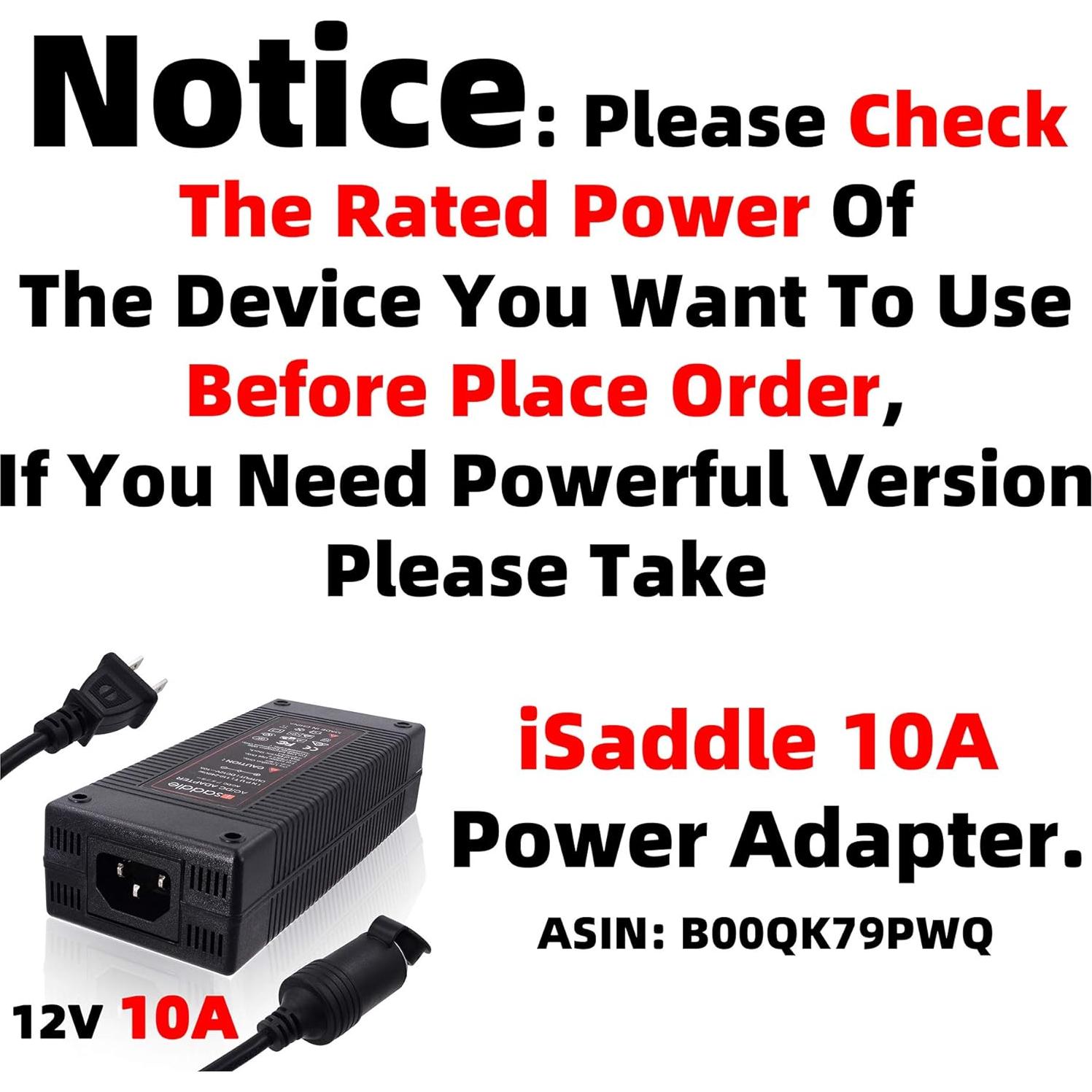 Adaptador Convertidor 110V CA a 12V CC iSaddle 500mA