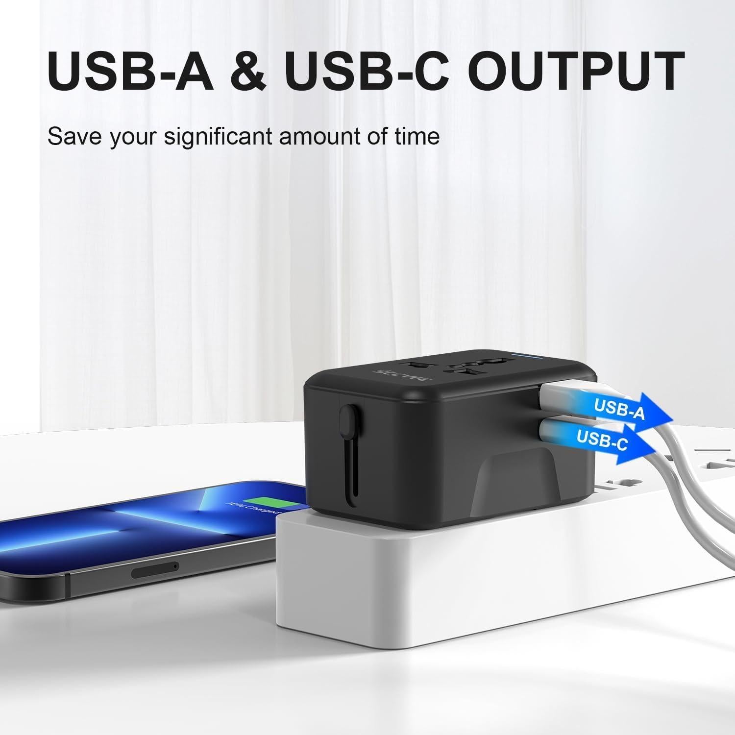 Adaptador de Viaje Universal SCCVEE con USB C y USB A