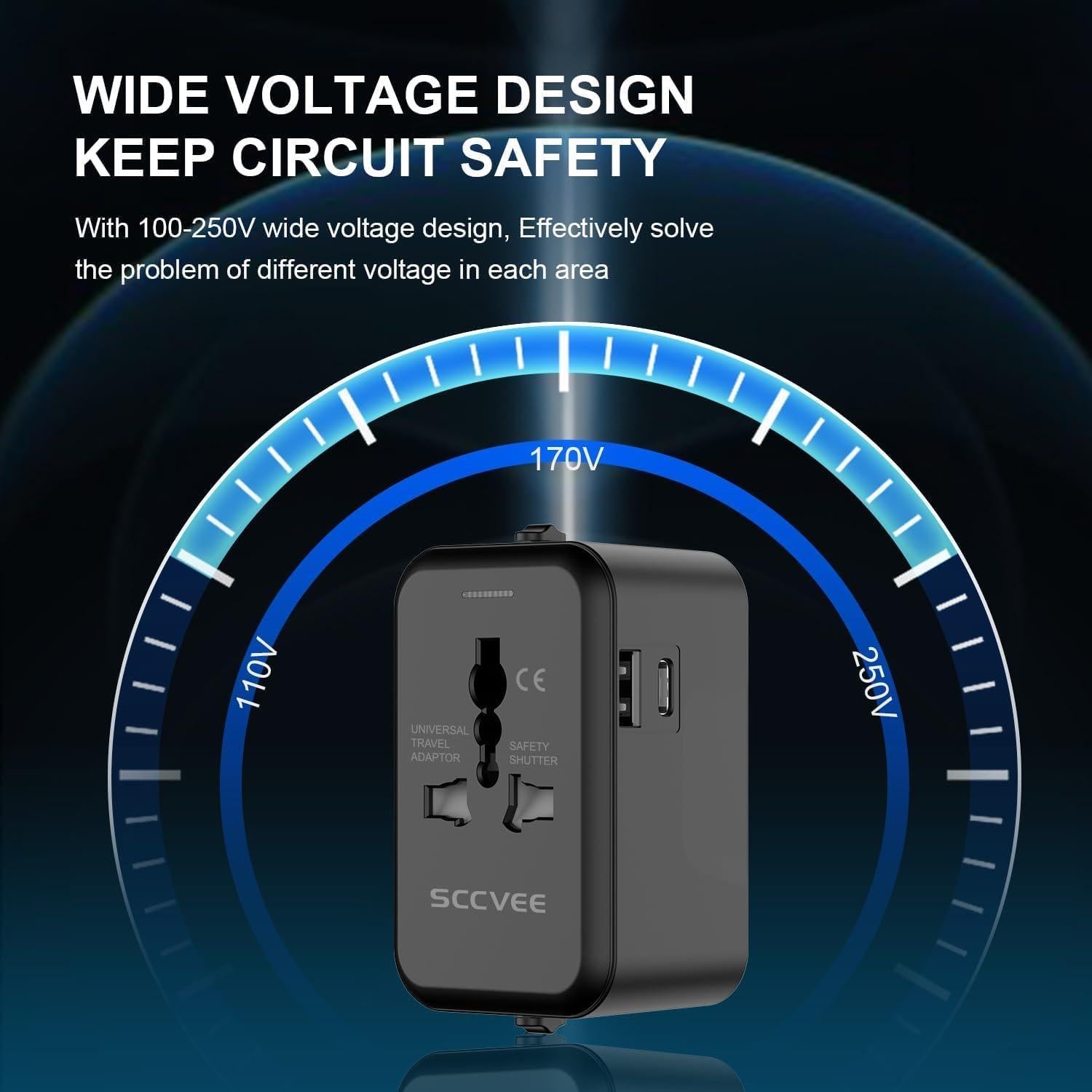 Adaptador de Viaje Universal SCCVEE con USB C y USB A