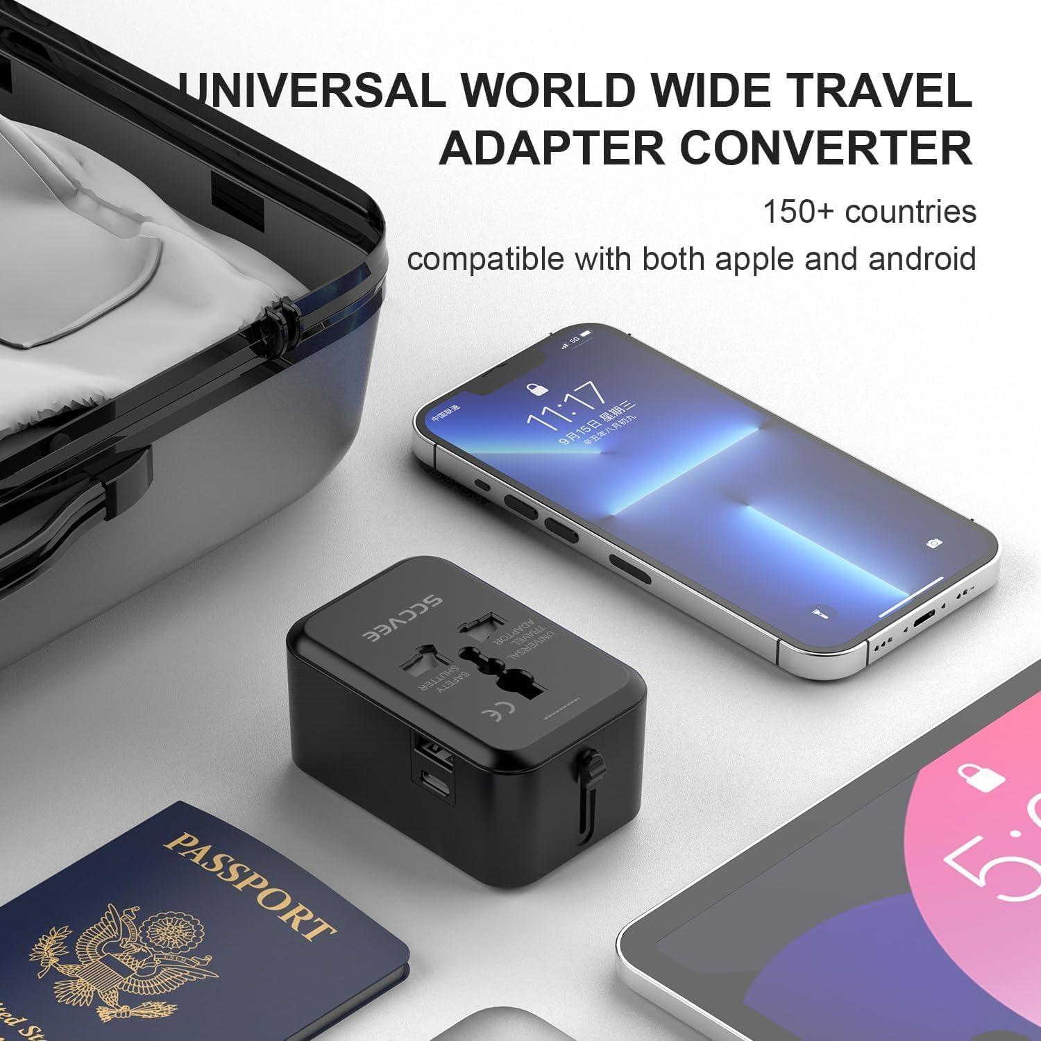 Adaptador de Viaje Universal SCCVEE con USB C y USB A