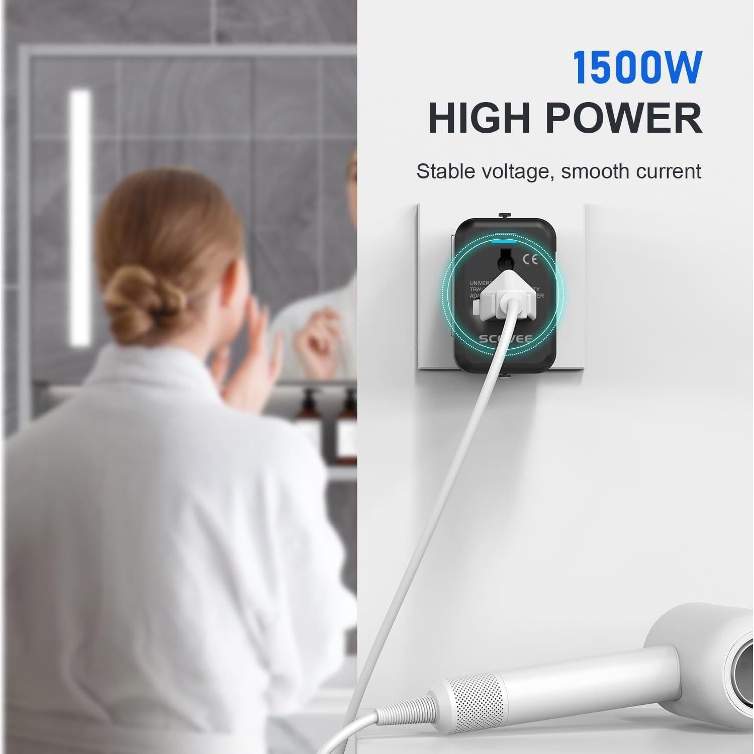 Adaptador de Viaje Universal SCCVEE con USB C y USB A