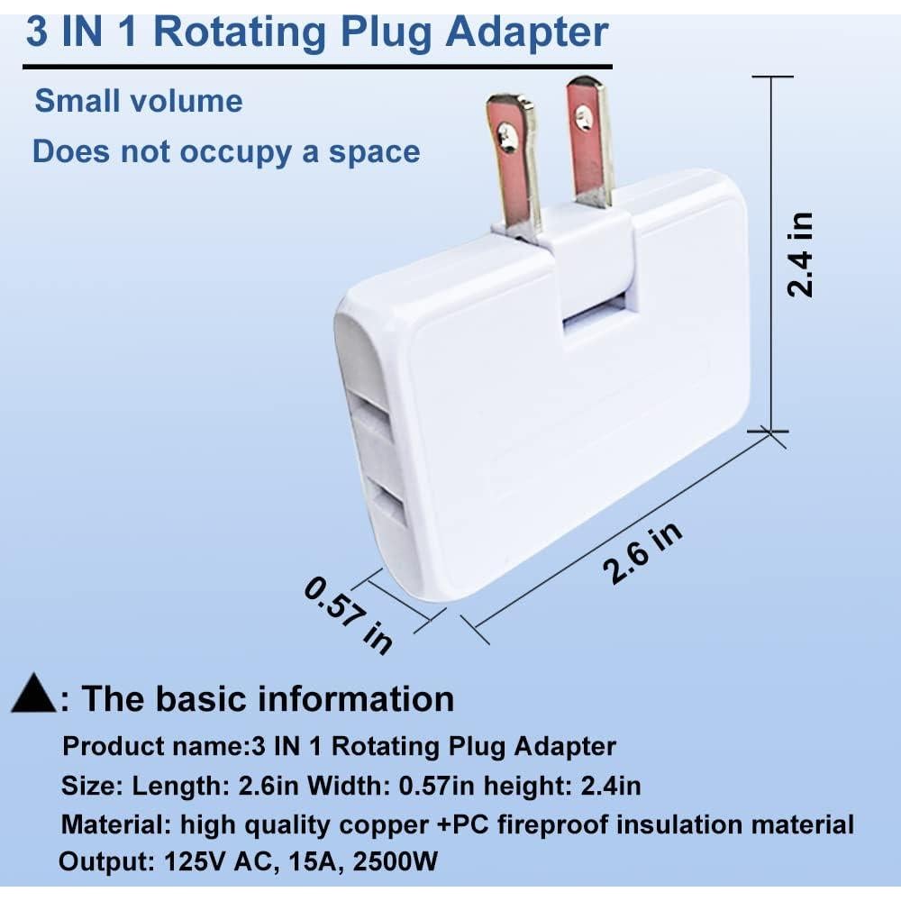 Extensor de Enchufe de Pared 3 Vías RunParts 2 Patas Blanco