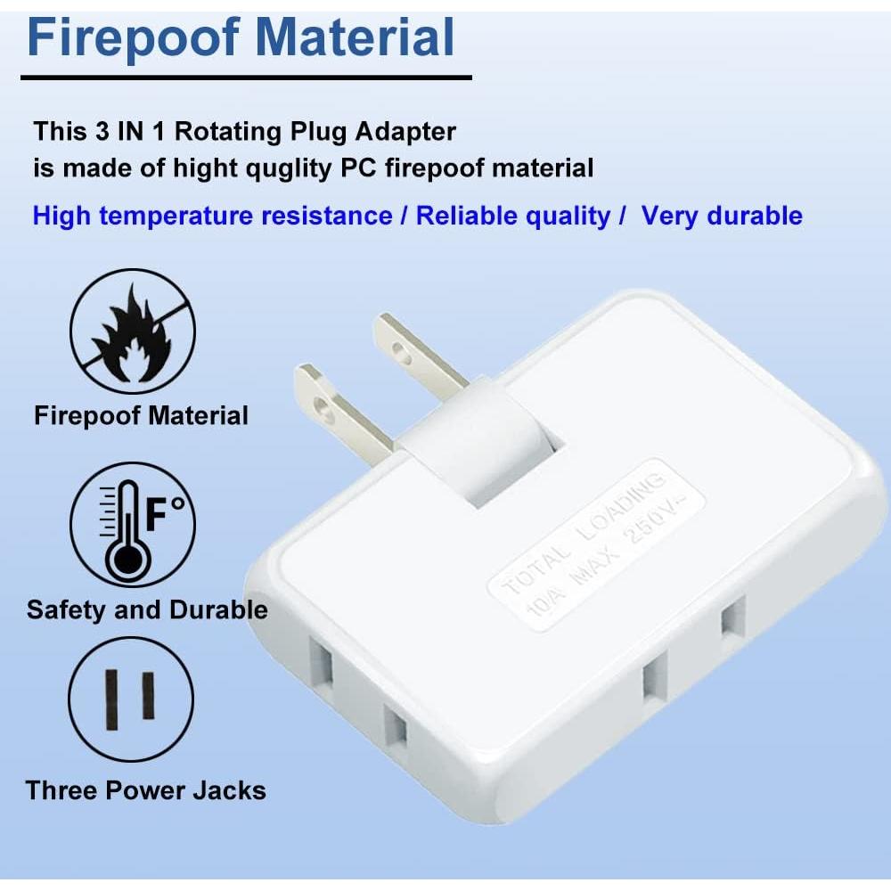 Extensor de Enchufe de Pared 3 Vías RunParts 2 Patas Blanco