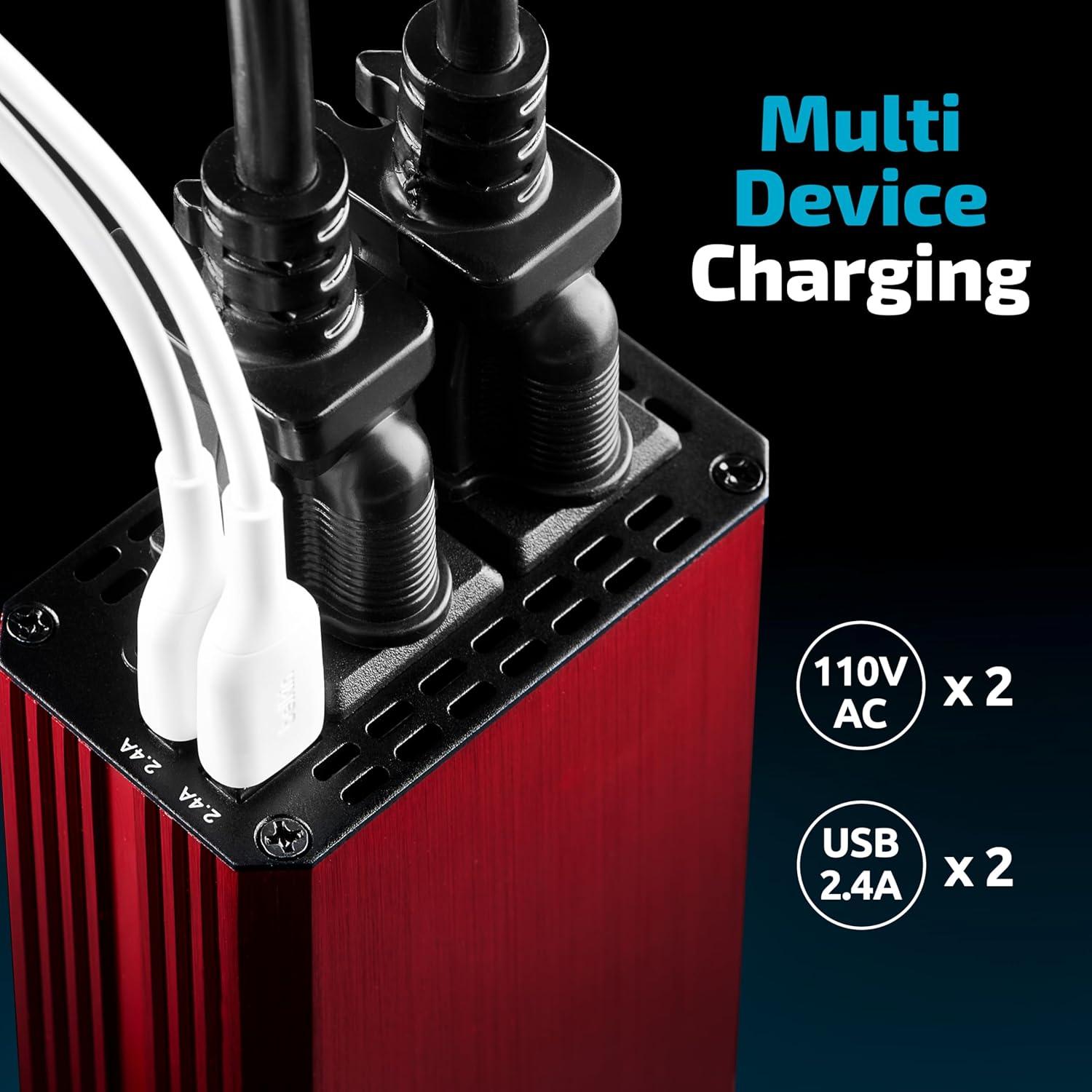 Inversor de Potencia 300W Odoga 12V DC a 110V AC con USB